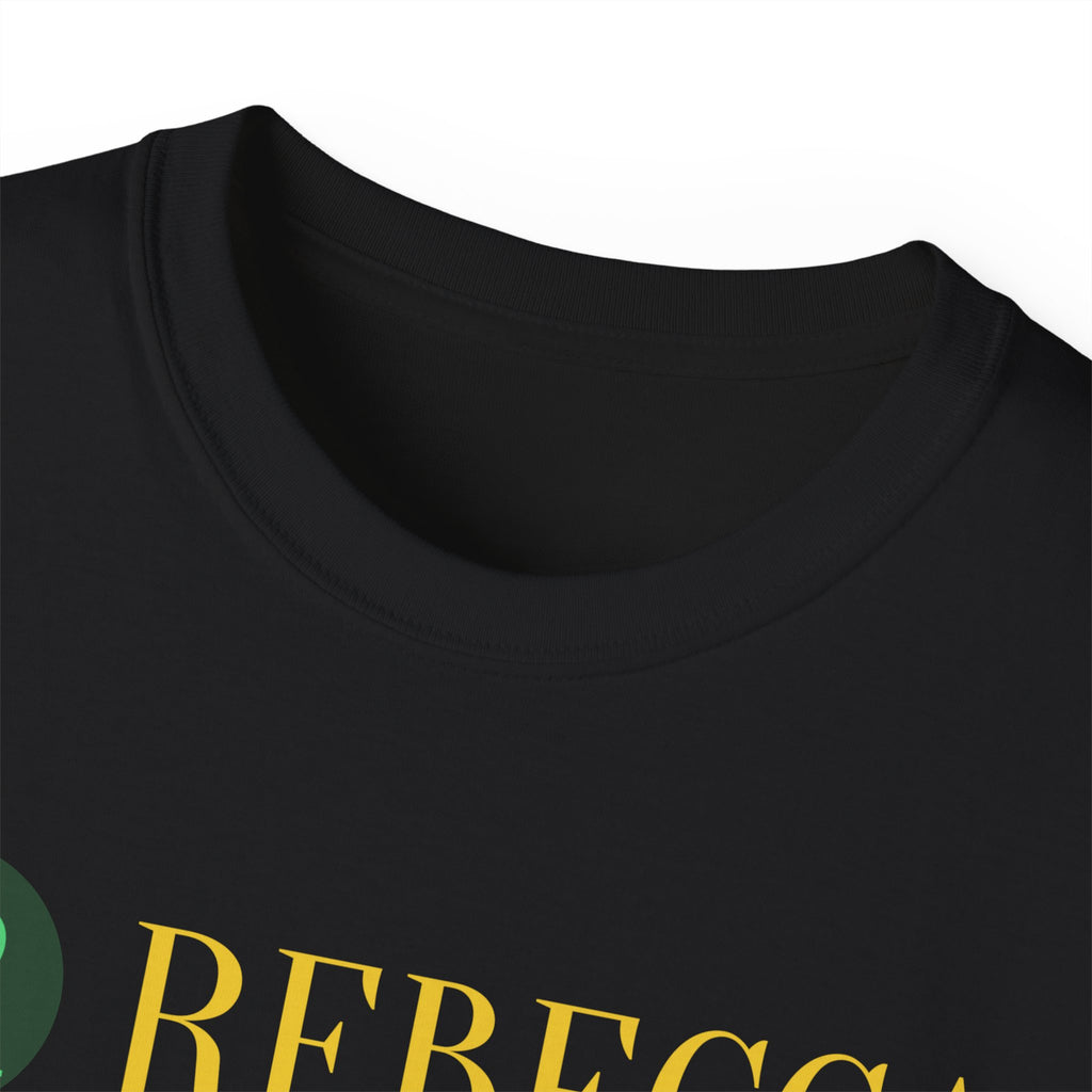 Personalized 'Rebecca' Name Tee — Simple Green & Gold Monogram T-Shirt