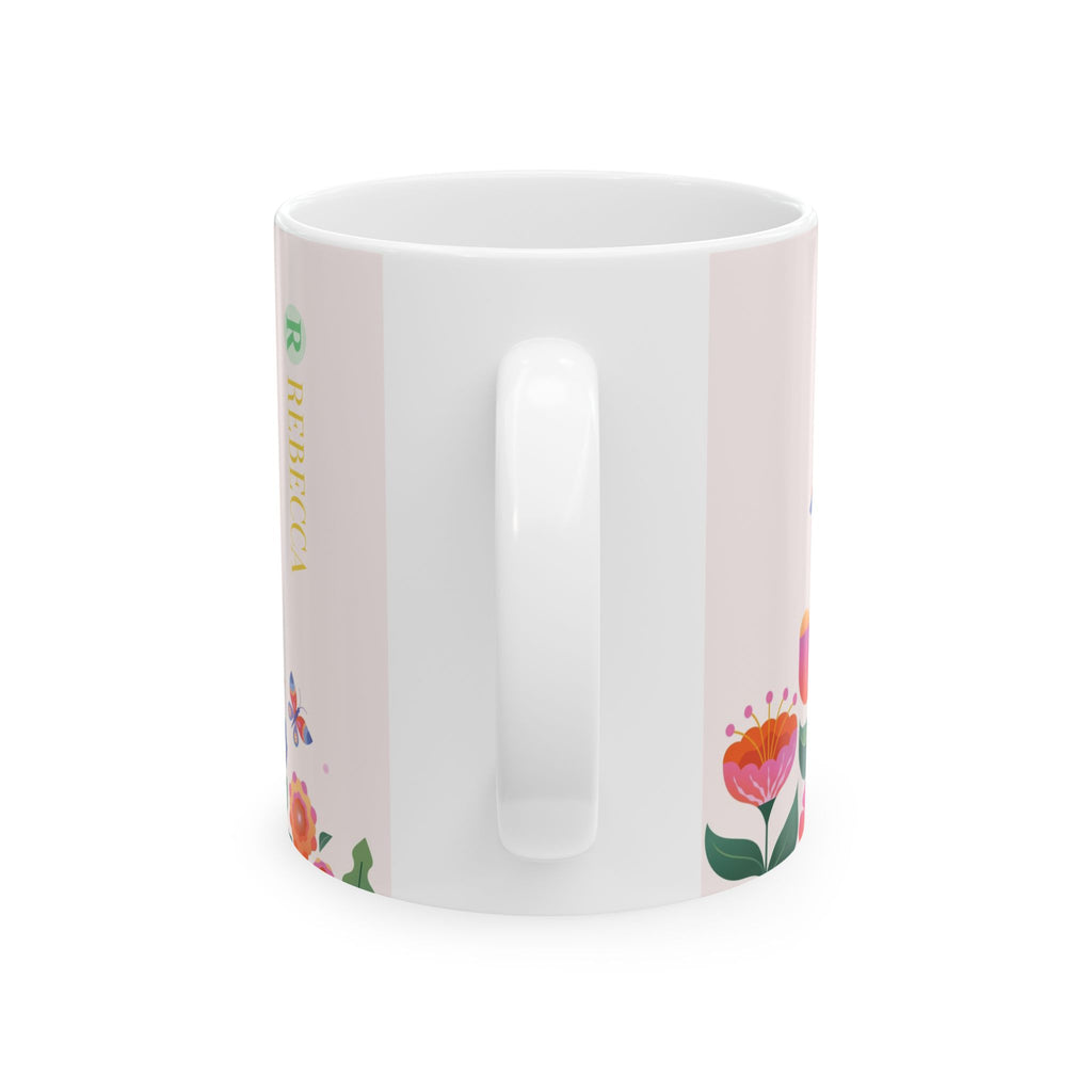 Personalized Floral Ceramic Mug – Custom Name Coffee Cup (11oz & 15oz)