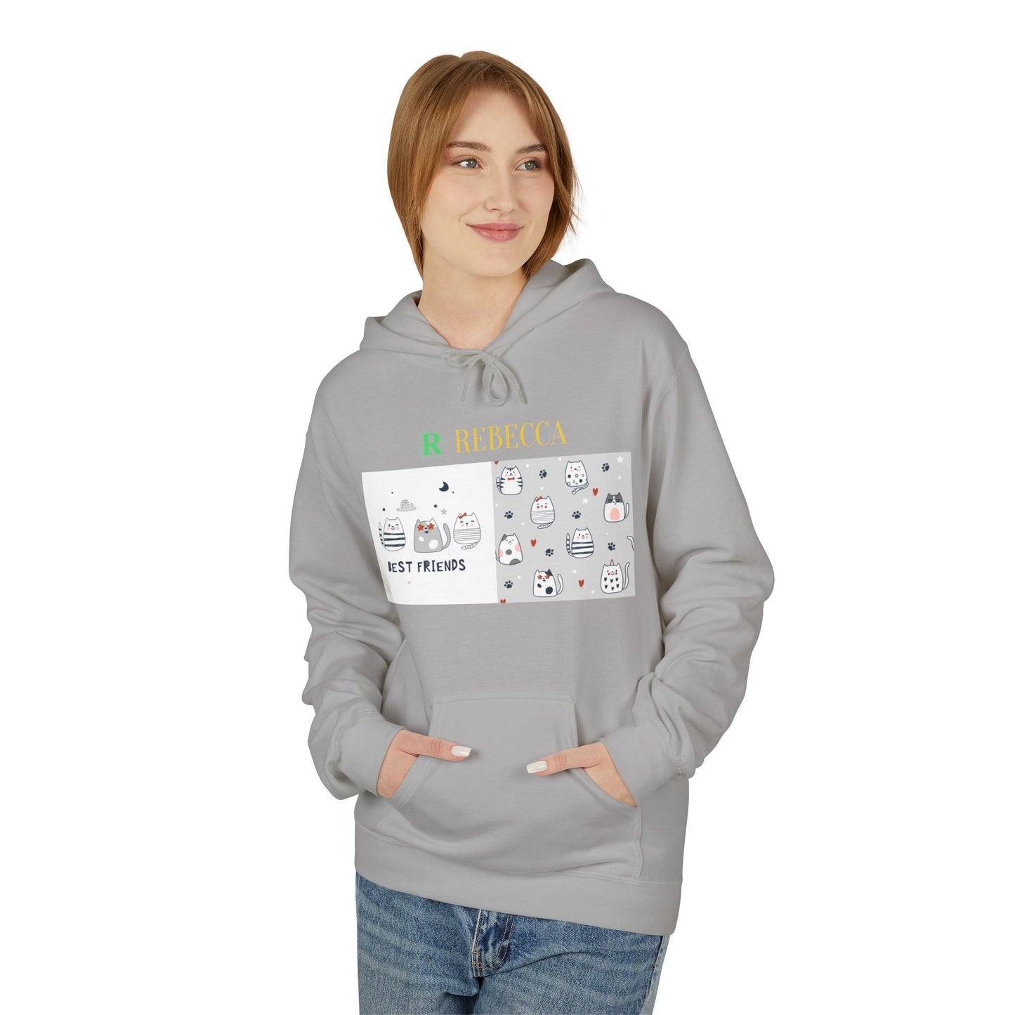 Best Friends Kawaii Cat Hoodie — Cute Cartoon Cat & Cupcake Graphic