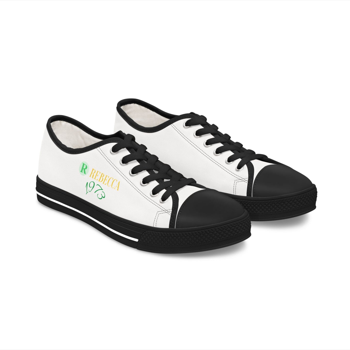 Low Top Sneakers — Personalized 'Rebecca 1973' Retro Name Canvas Shoes