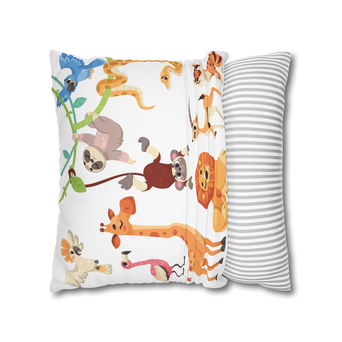 Cute Jungle Animals Throw Pillowcase — Personalized Kids Room Decor