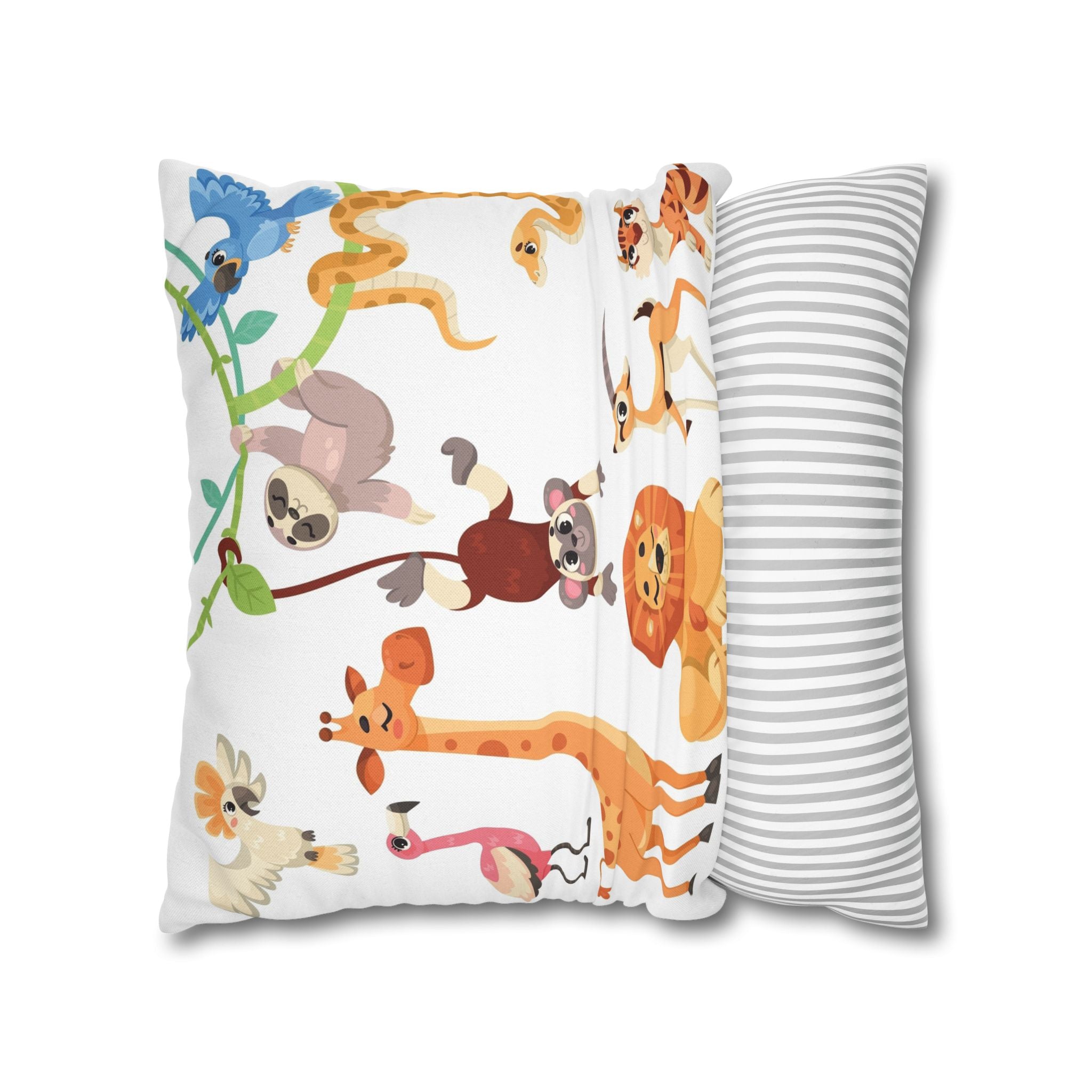 Cute Jungle Animals Throw Pillowcase — Personalized Kids Room Decor