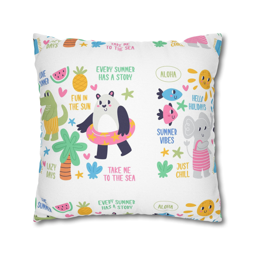 Cute Summer Animal Pattern Pillowcase — Personalized 'Rebecca' Tropical Throw Pillow Cover