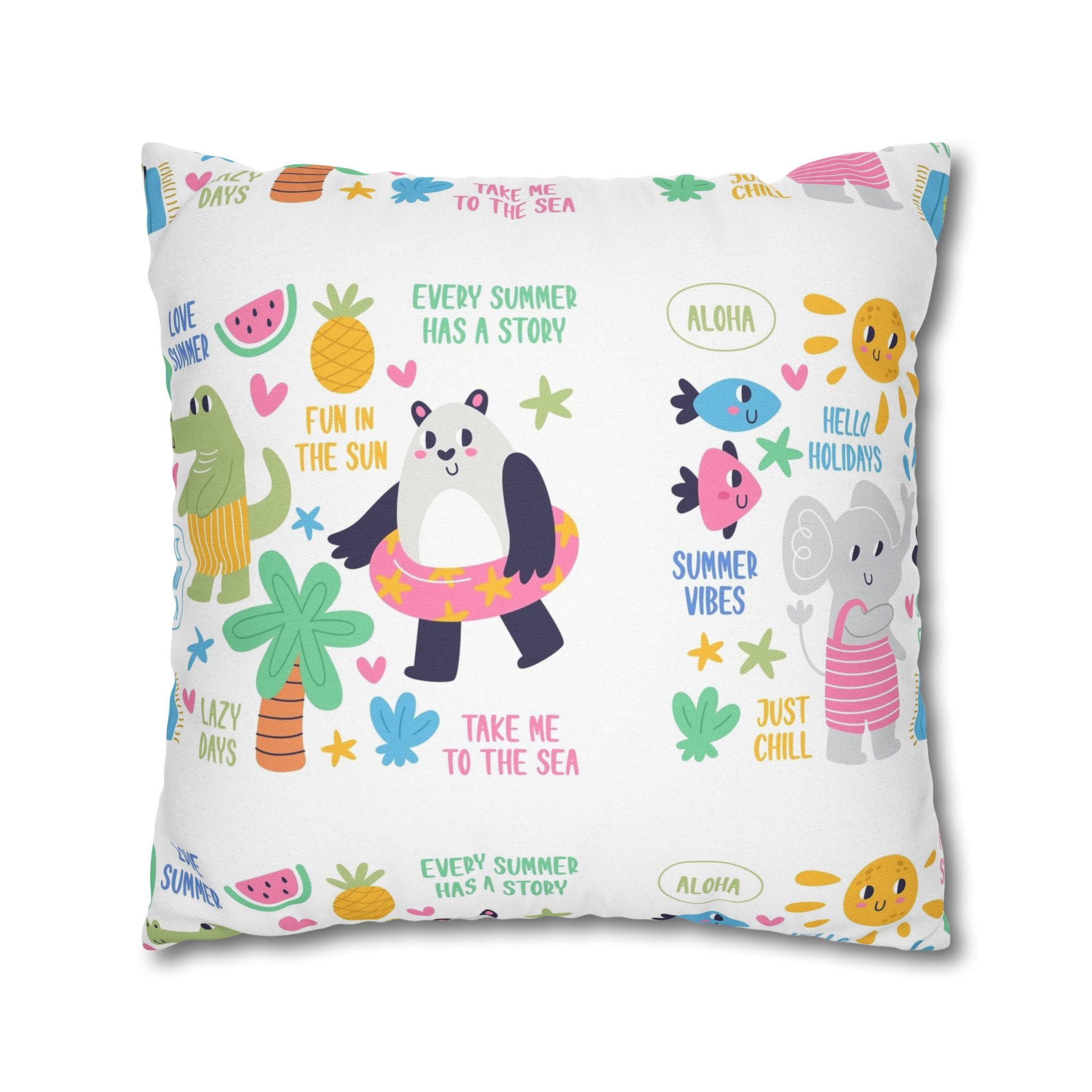 Cute Summer Animal Pattern Pillowcase — Personalized 'Rebecca' Tropical Throw Pillow Cover