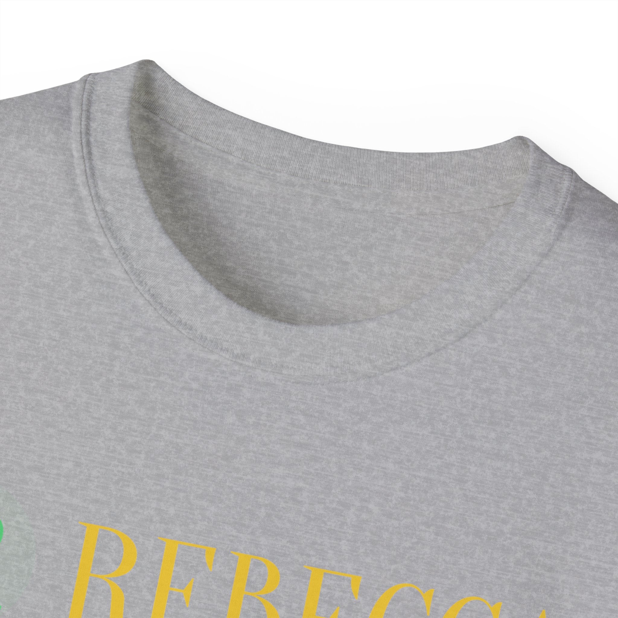 Personalized 'Rebecca' Name Tee — Simple Green & Gold Monogram T-Shirt