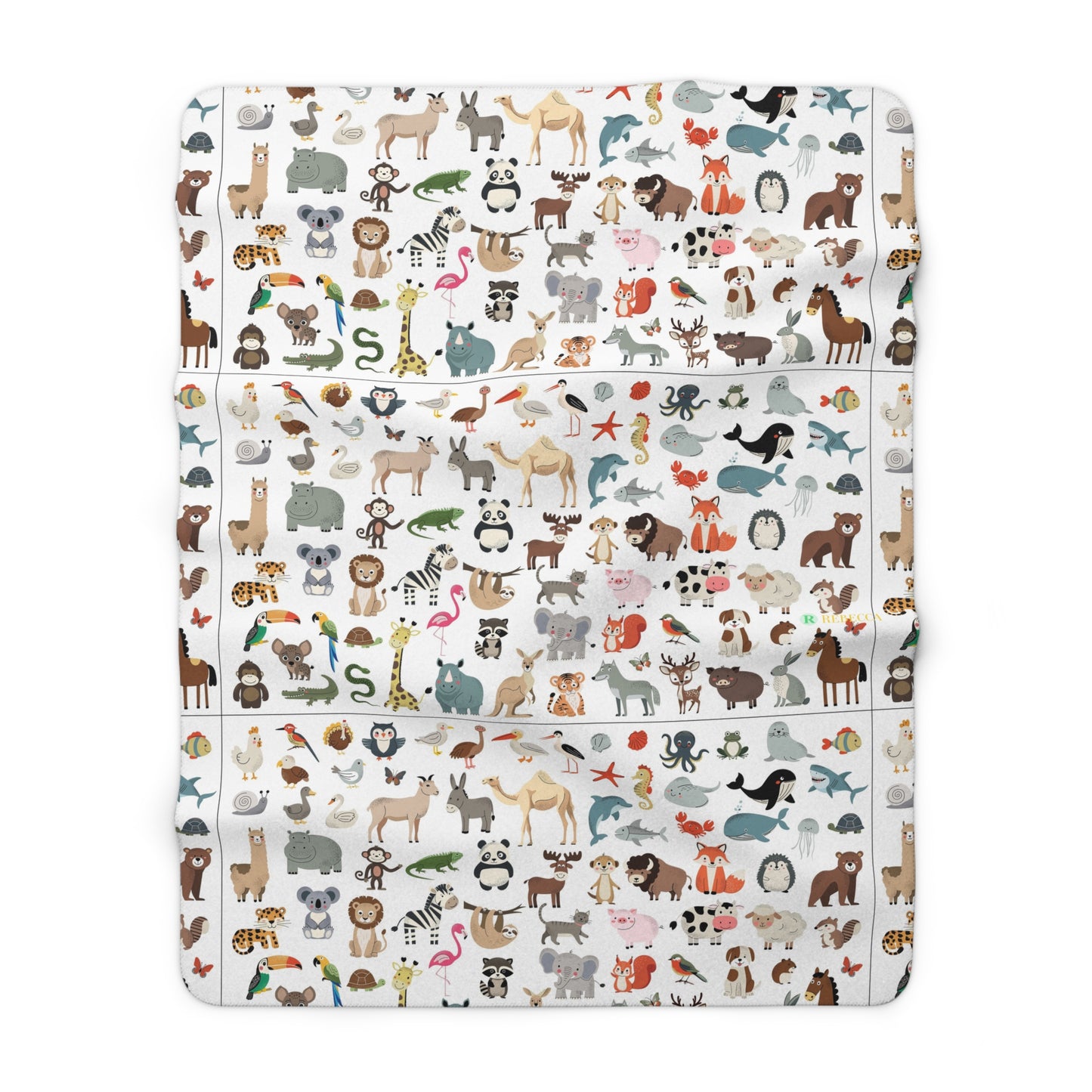 Cute Animal Pattern Sherpa Blanket — Soft Cozy Throw for Kids & Nursery