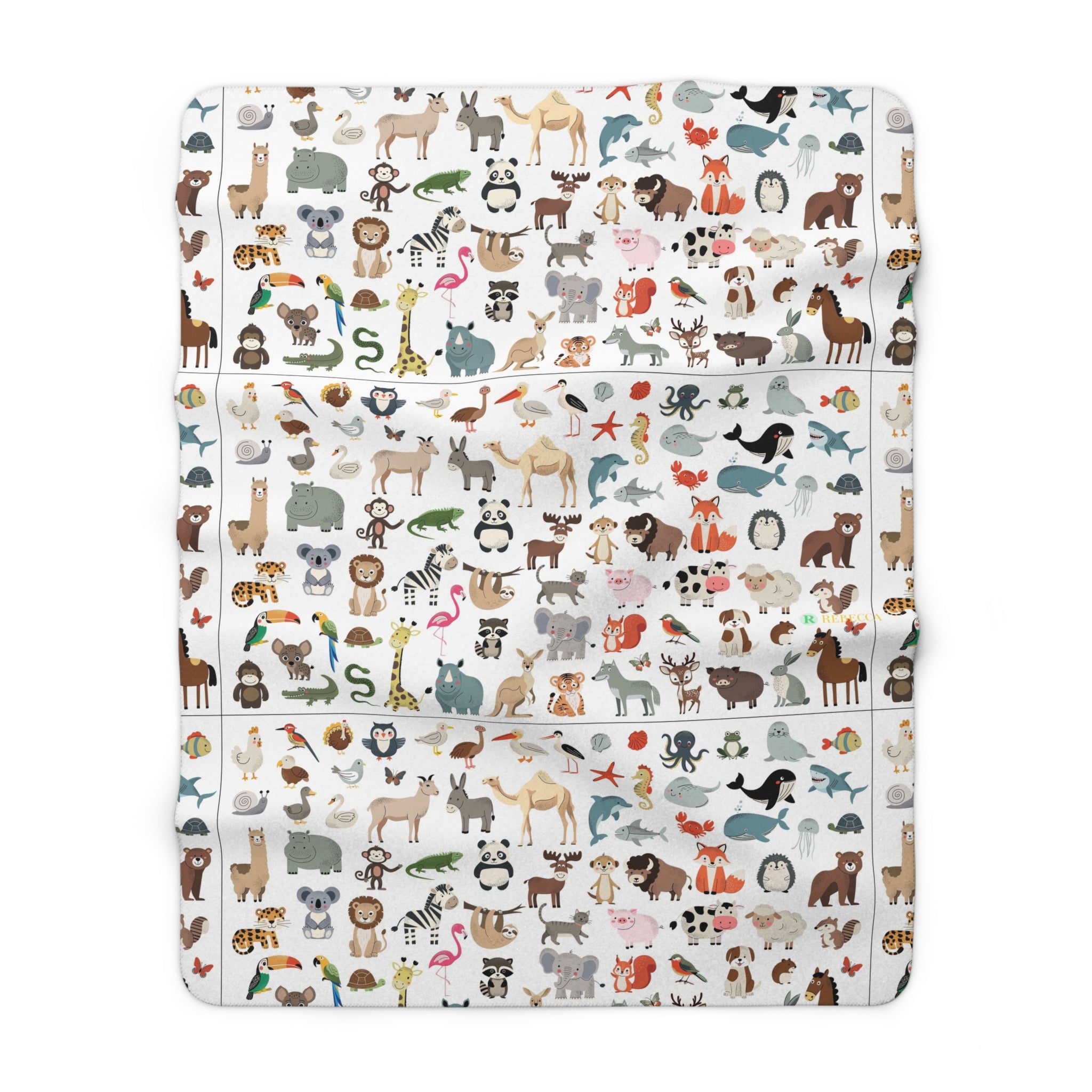 Cute Animal Pattern Sherpa Blanket — Soft Cozy Throw for Kids & Nursery