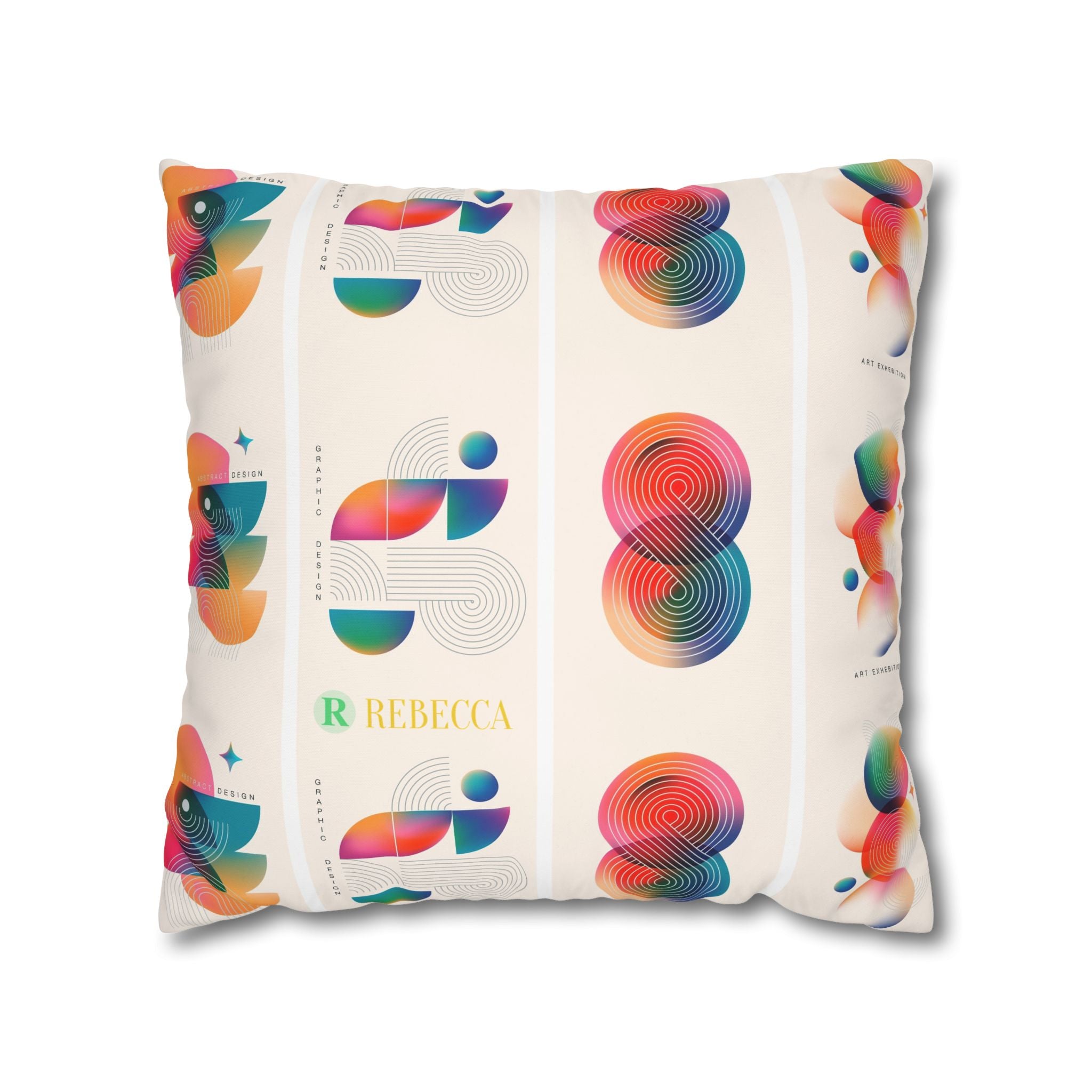 Personalized Geometric Art Square Pillowcase — Custom Name Modern Decorative Throw Pillow Cover
