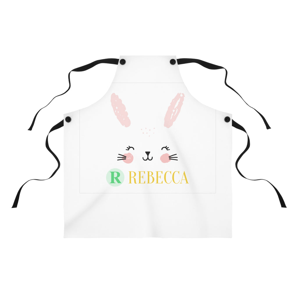 Personalized Bunny Apron – Cute Easter Kids’ Cooking Apron with Name (Rebecca)