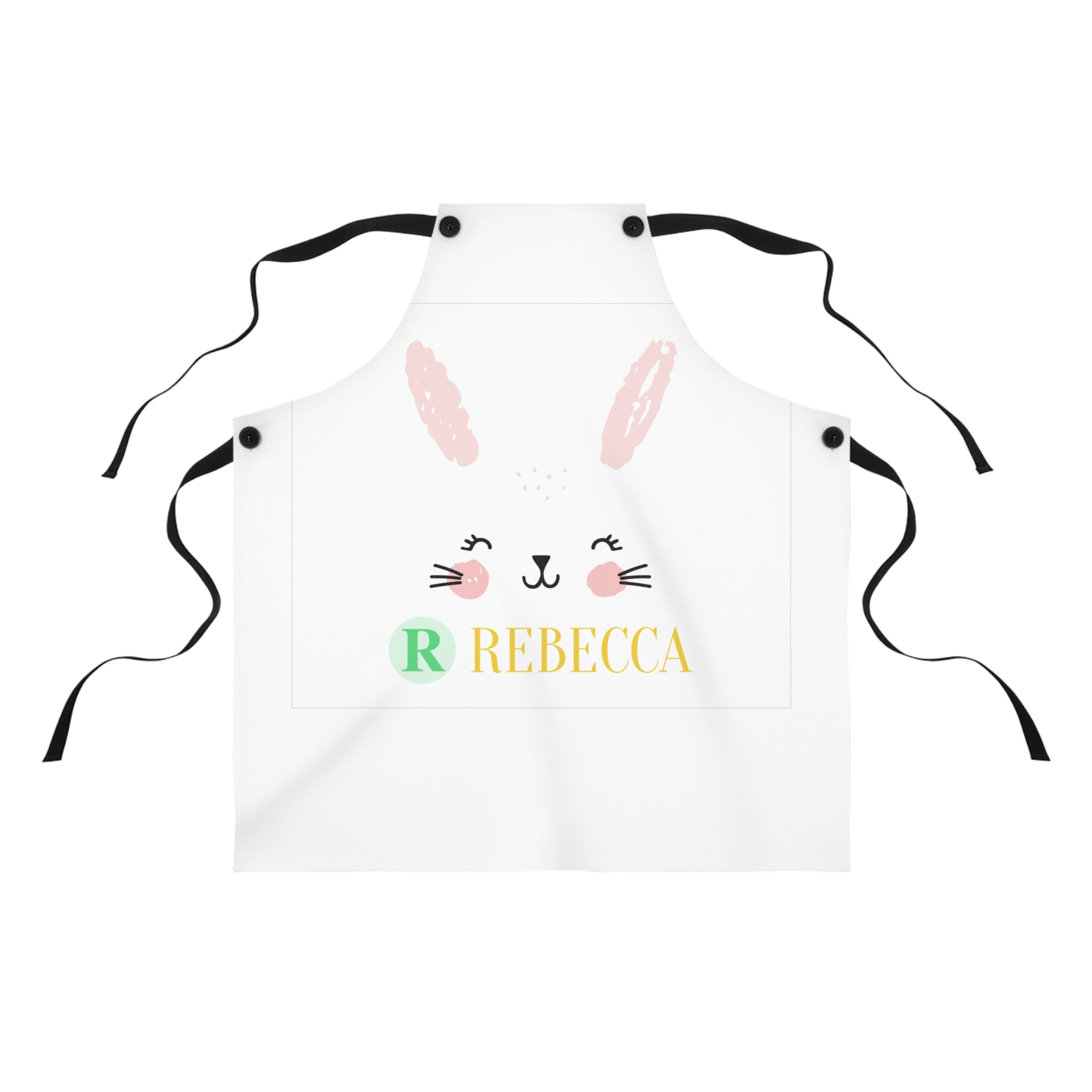 Personalized Bunny Apron – Cute Easter Kids’ Cooking Apron with Name (Rebecca)