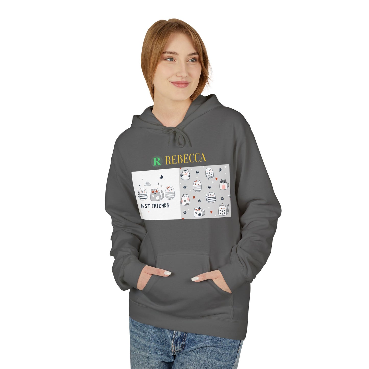 Best Friends Kawaii Cat Hoodie — Cute Cartoon Cat & Cupcake Graphic
