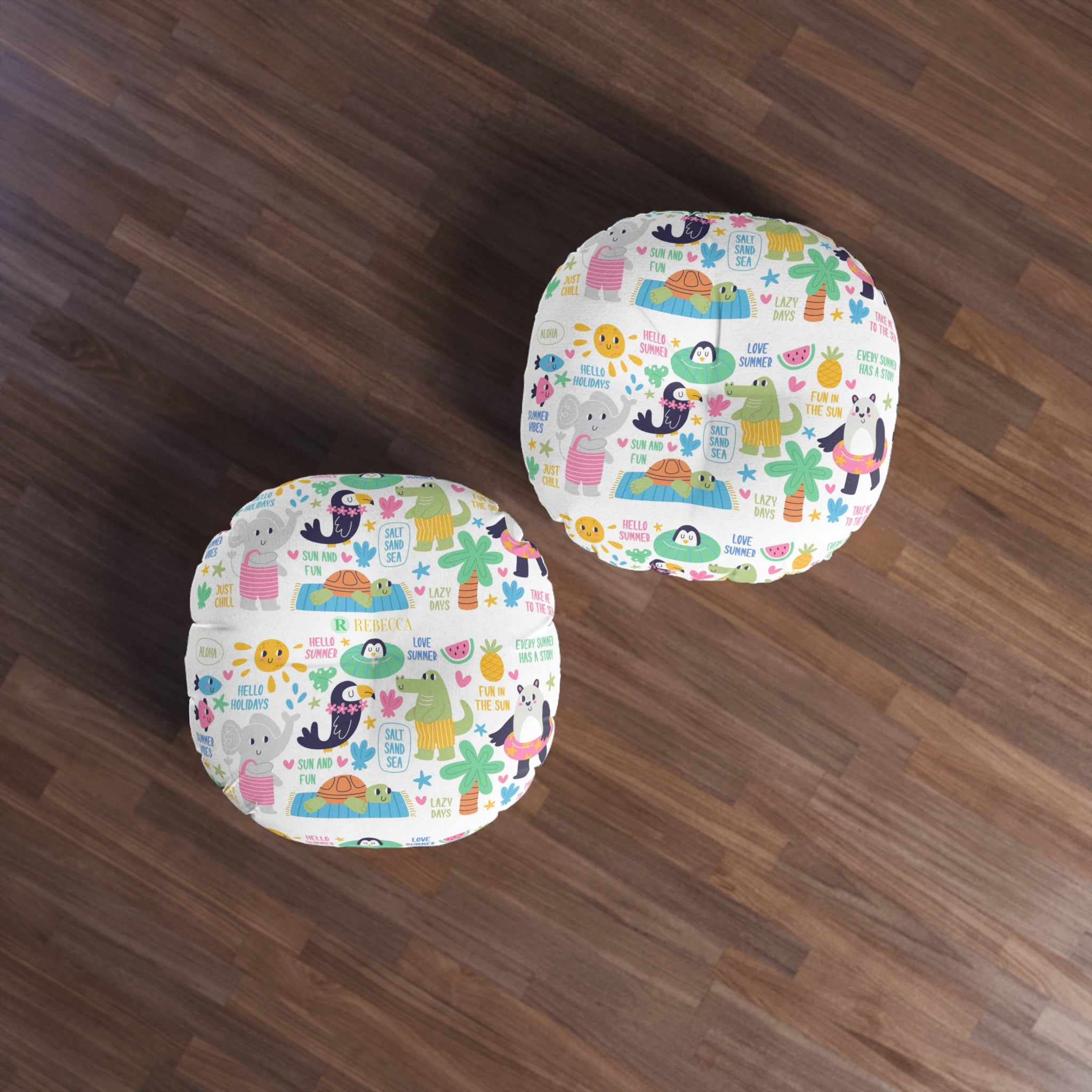 Round Tufted Floor Pillow — Modern Black & White Spiral Pattern