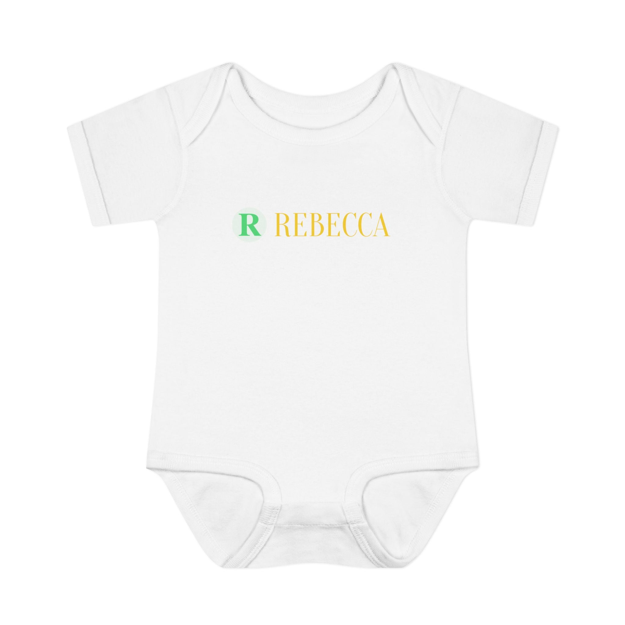 Personalized Infant Bodysuit - Monogram "R Rebecca" Baby Onesie, Newborn Gift