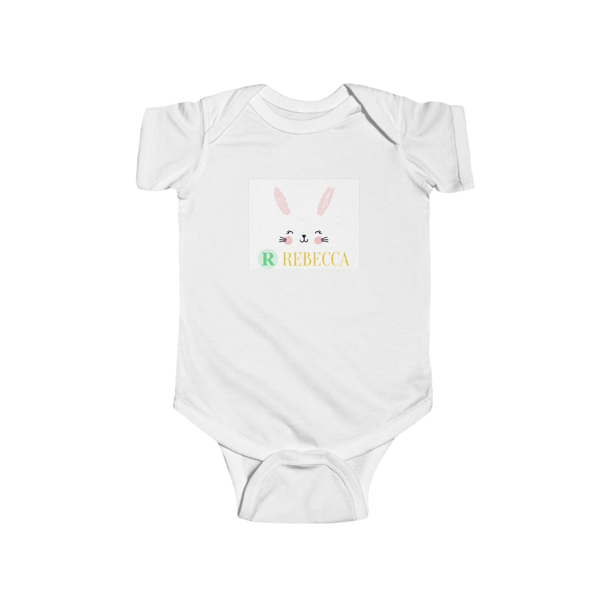 Personalized Baby Bodysuit — Pastel Bunny Name Onesie (custom name)