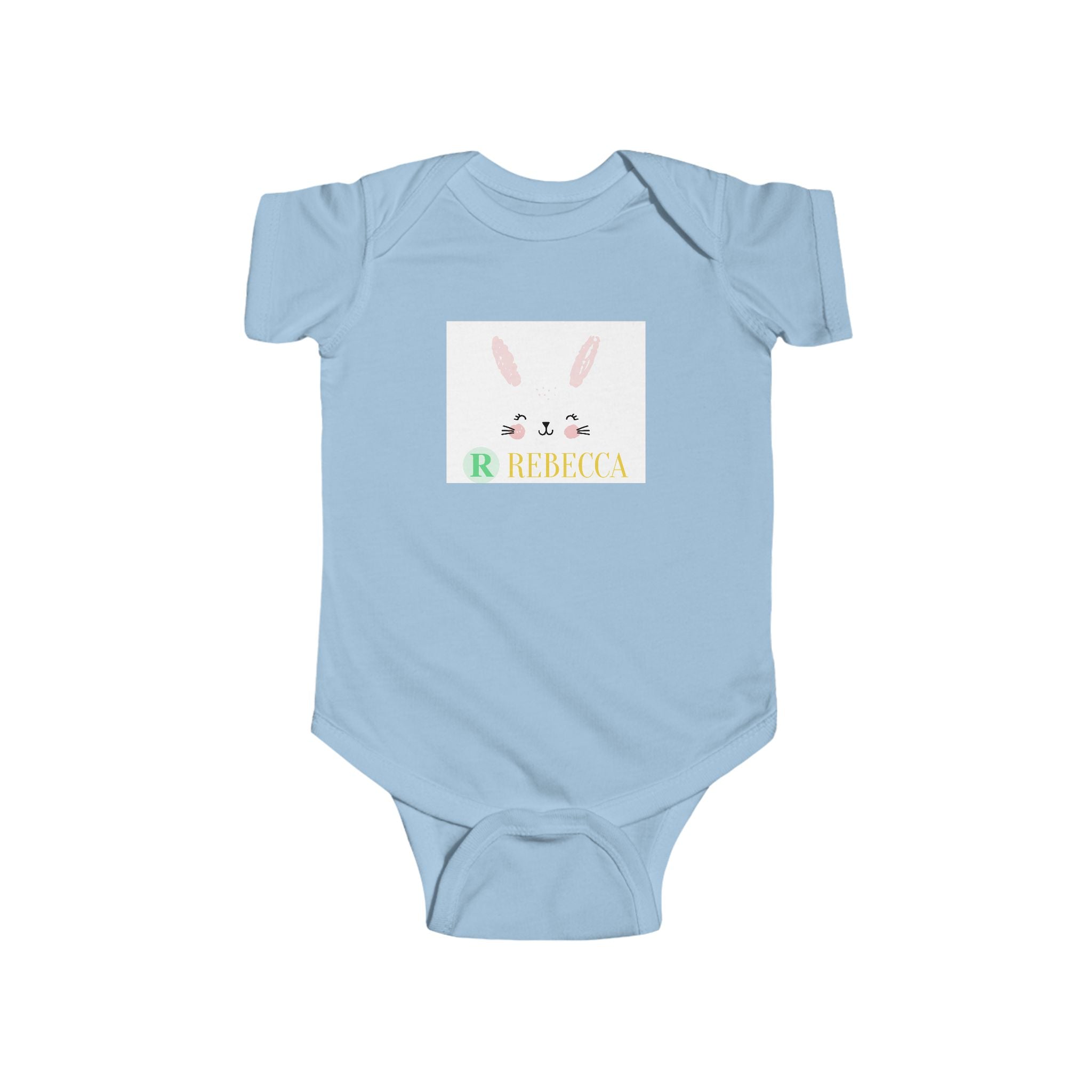 Personalized Baby Bodysuit — Pastel Bunny Name Onesie (custom name)
