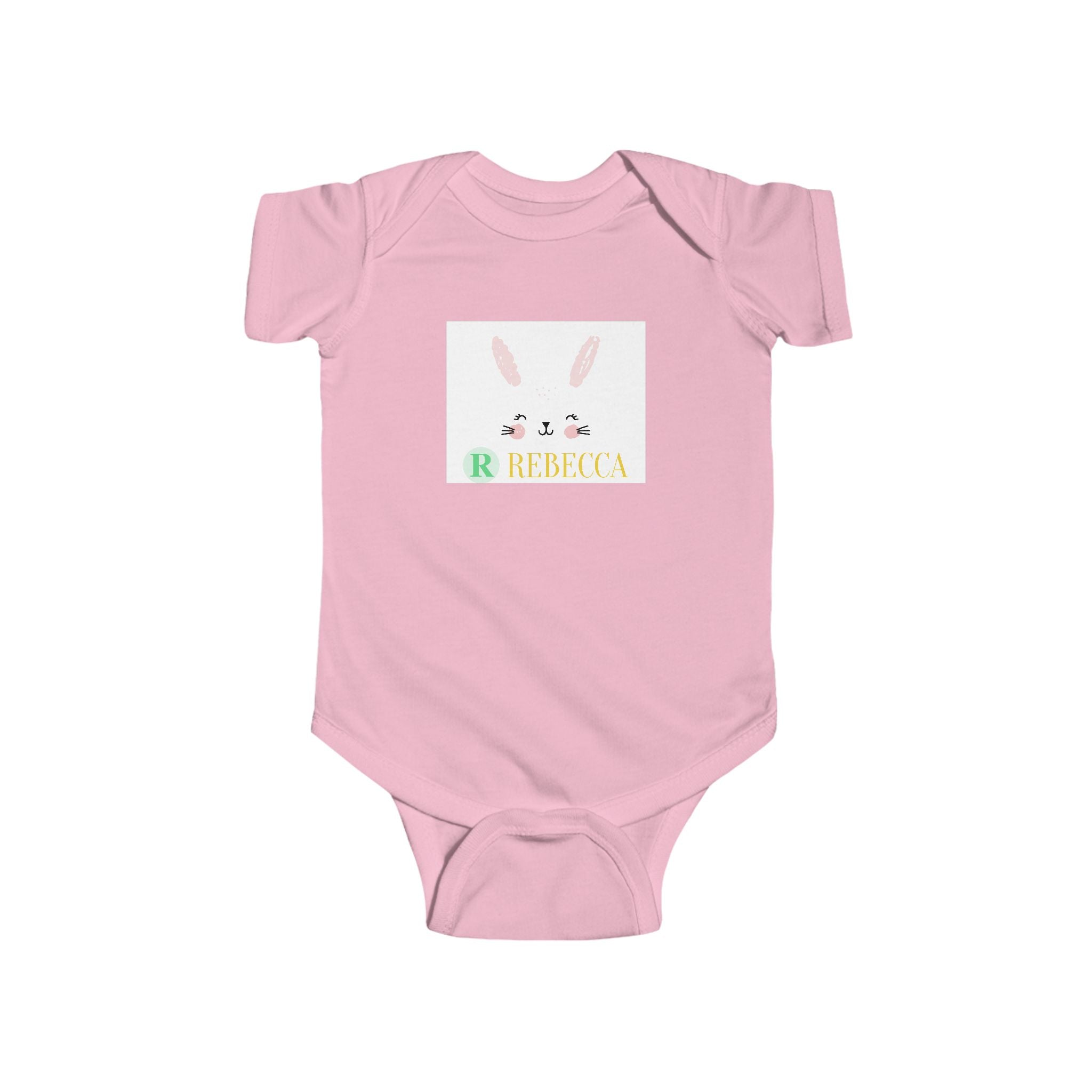 Personalized Baby Bodysuit — Pastel Bunny Name Onesie (custom name)