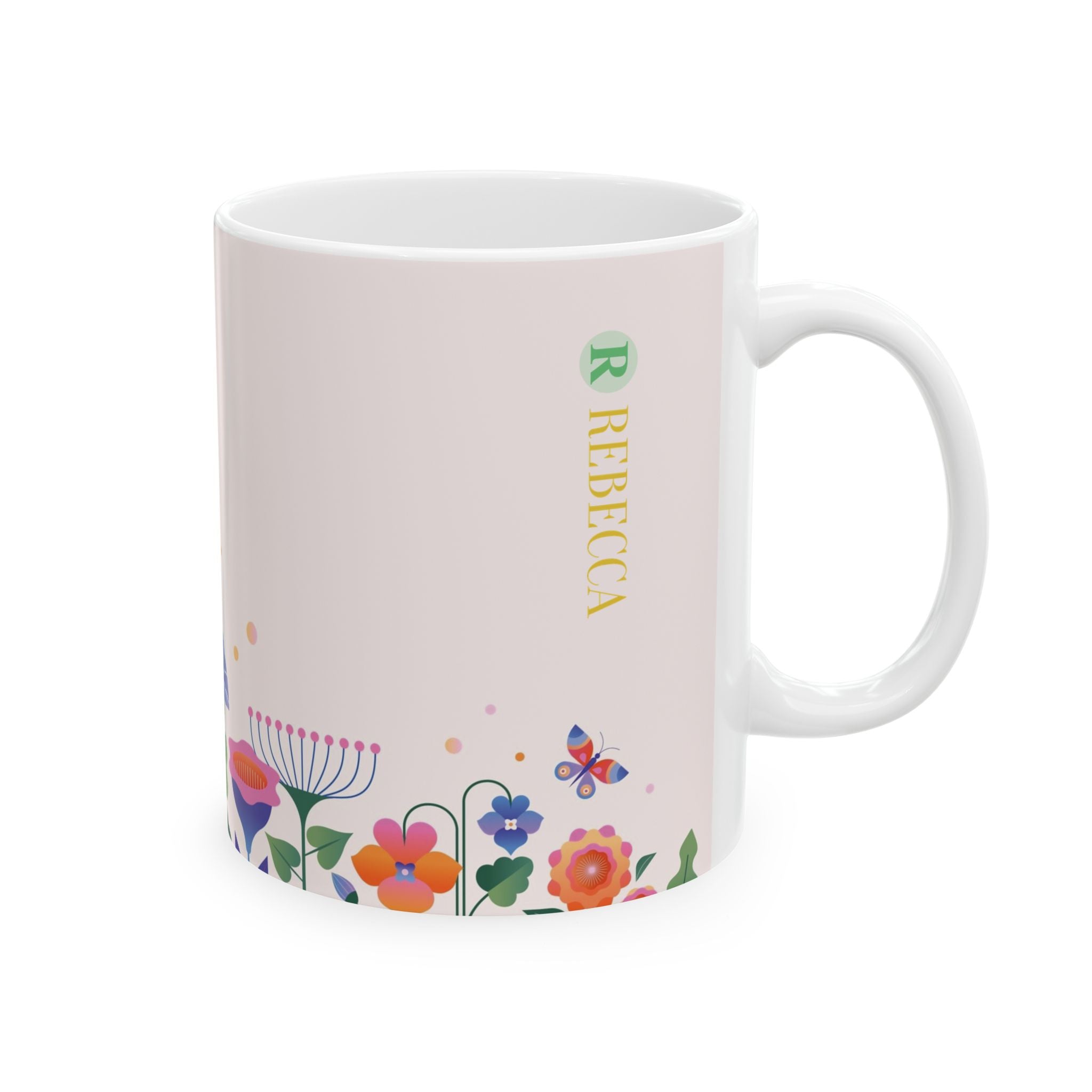 Personalized Floral Ceramic Mug – Custom Name Coffee Cup (11oz & 15oz)