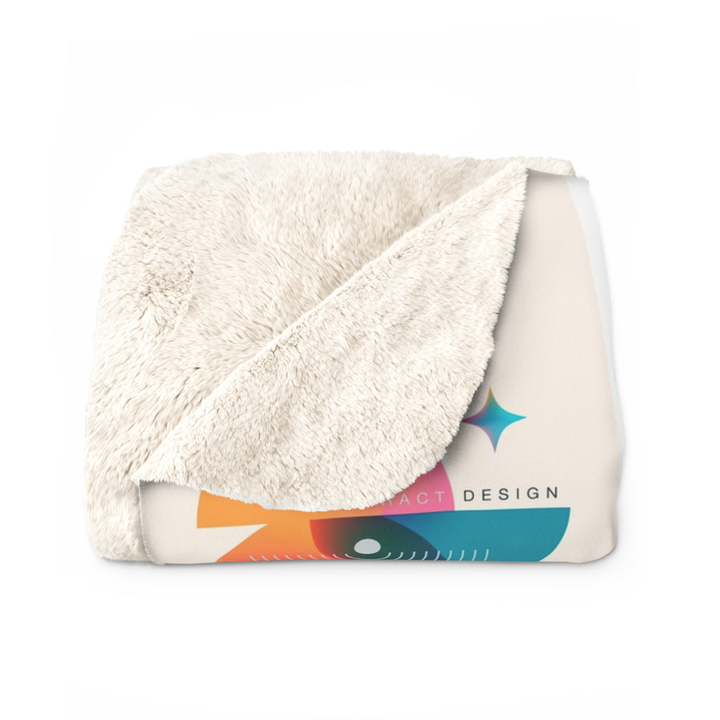 Geometric Rainbow Sherpa Fleece Blanket — Cozy Abstract Shape Throw