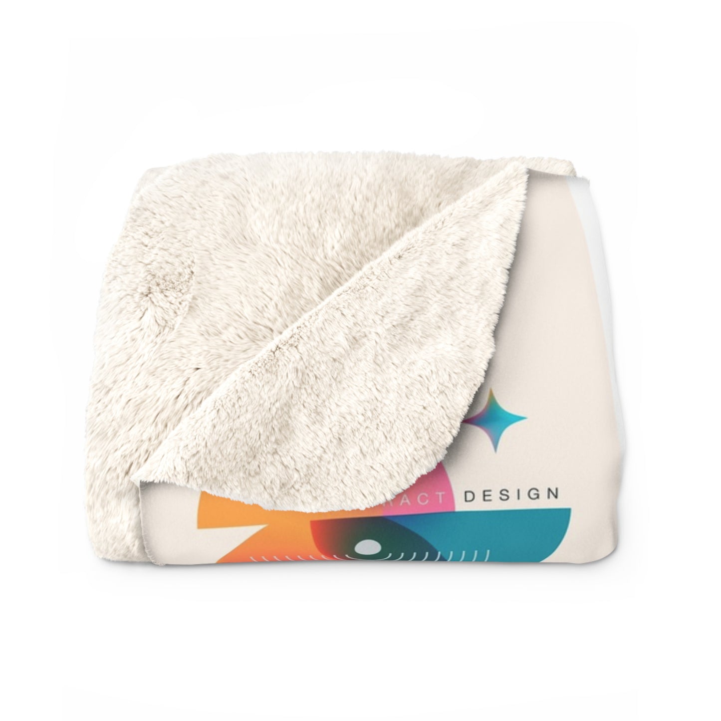 Geometric Rainbow Sherpa Fleece Blanket — Cozy Abstract Shape Throw