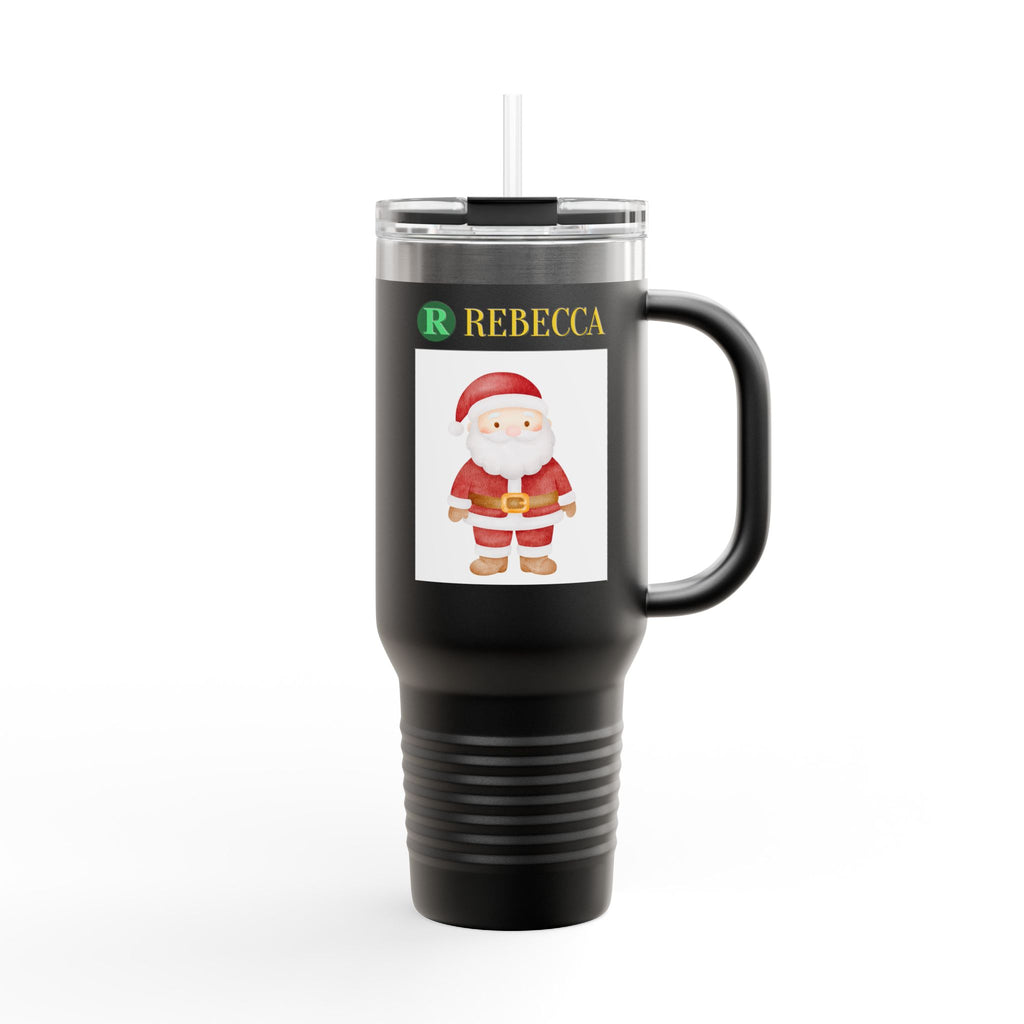 40oz Insulated Travel Mug — Cute Santa Christmas Design
