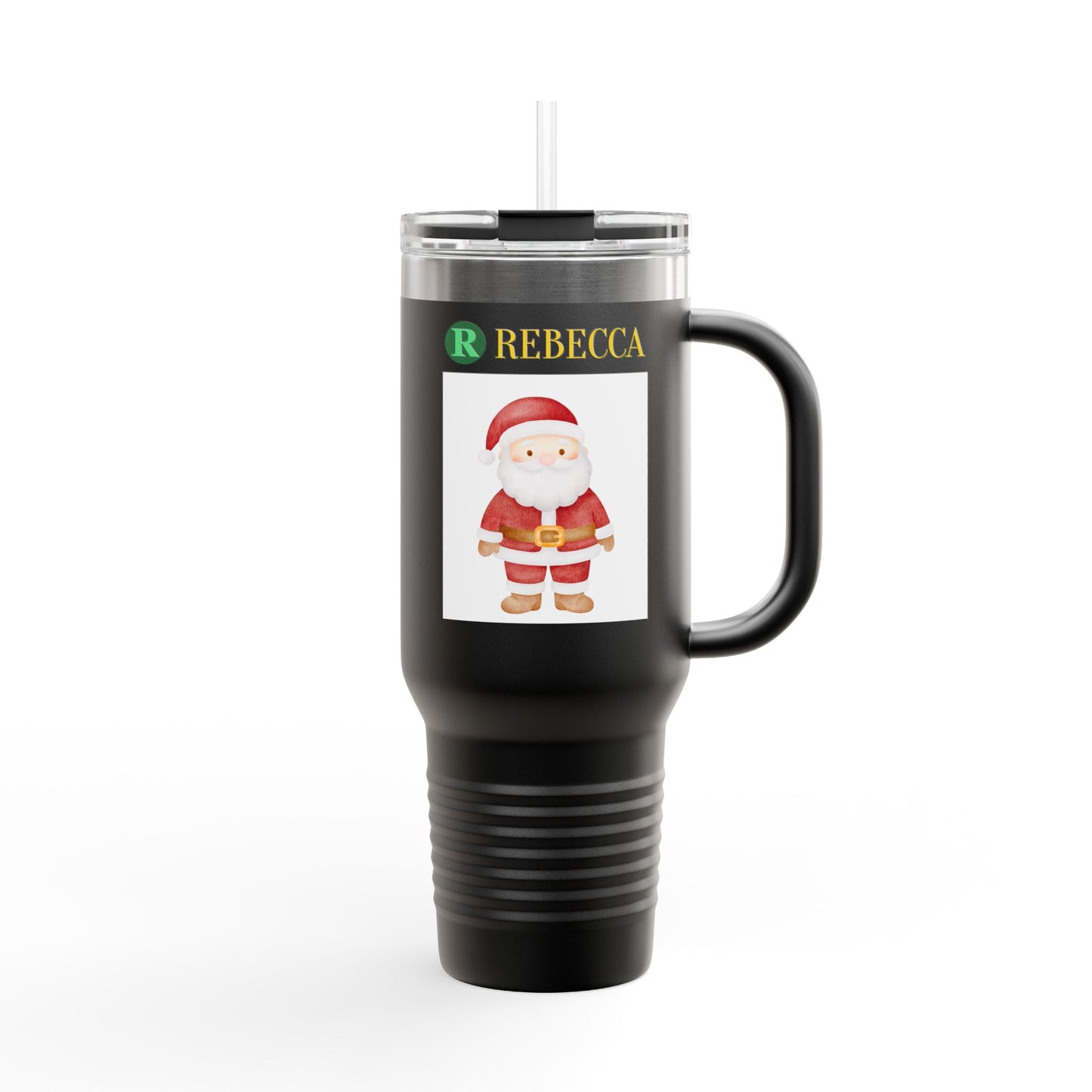 40oz Insulated Travel Mug — Cute Santa Christmas Design