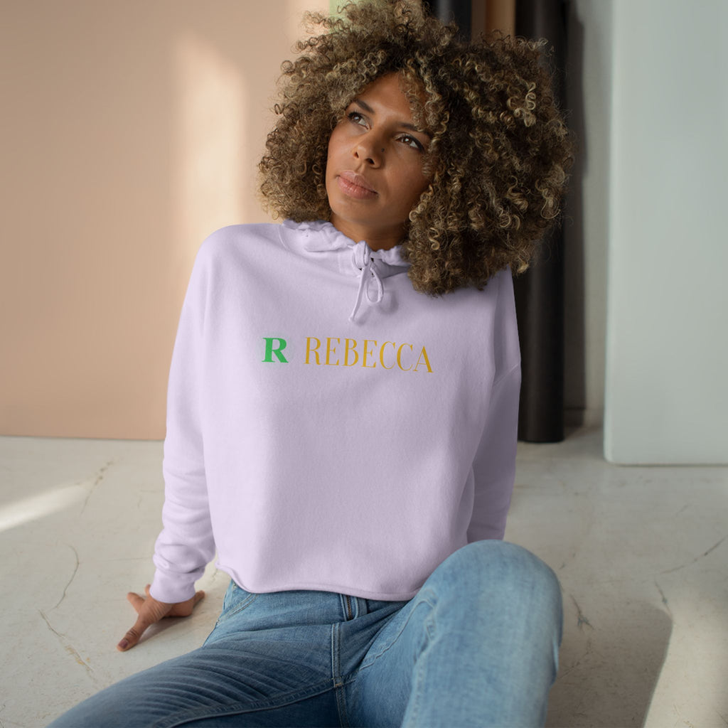 Personalized 'Rebecca' Crop Hoodie — Minimal Initial & Name Design, Casual Everyday Wear