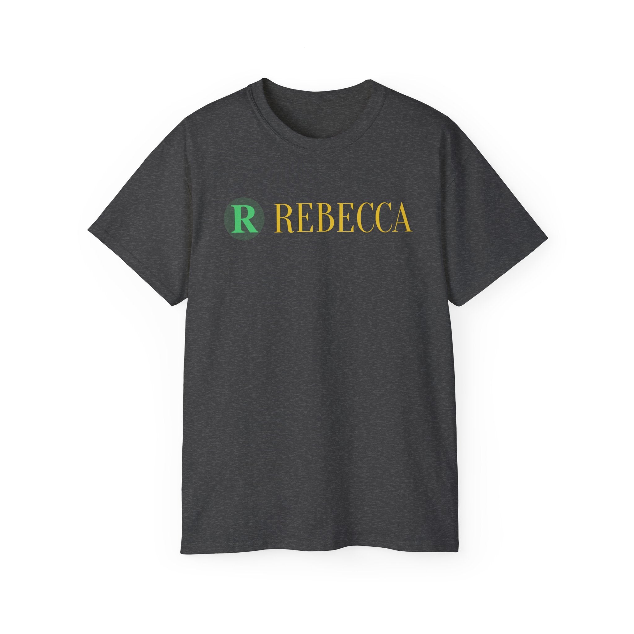 Personalized 'Rebecca' Name Tee — Simple Green & Gold Monogram T-Shirt