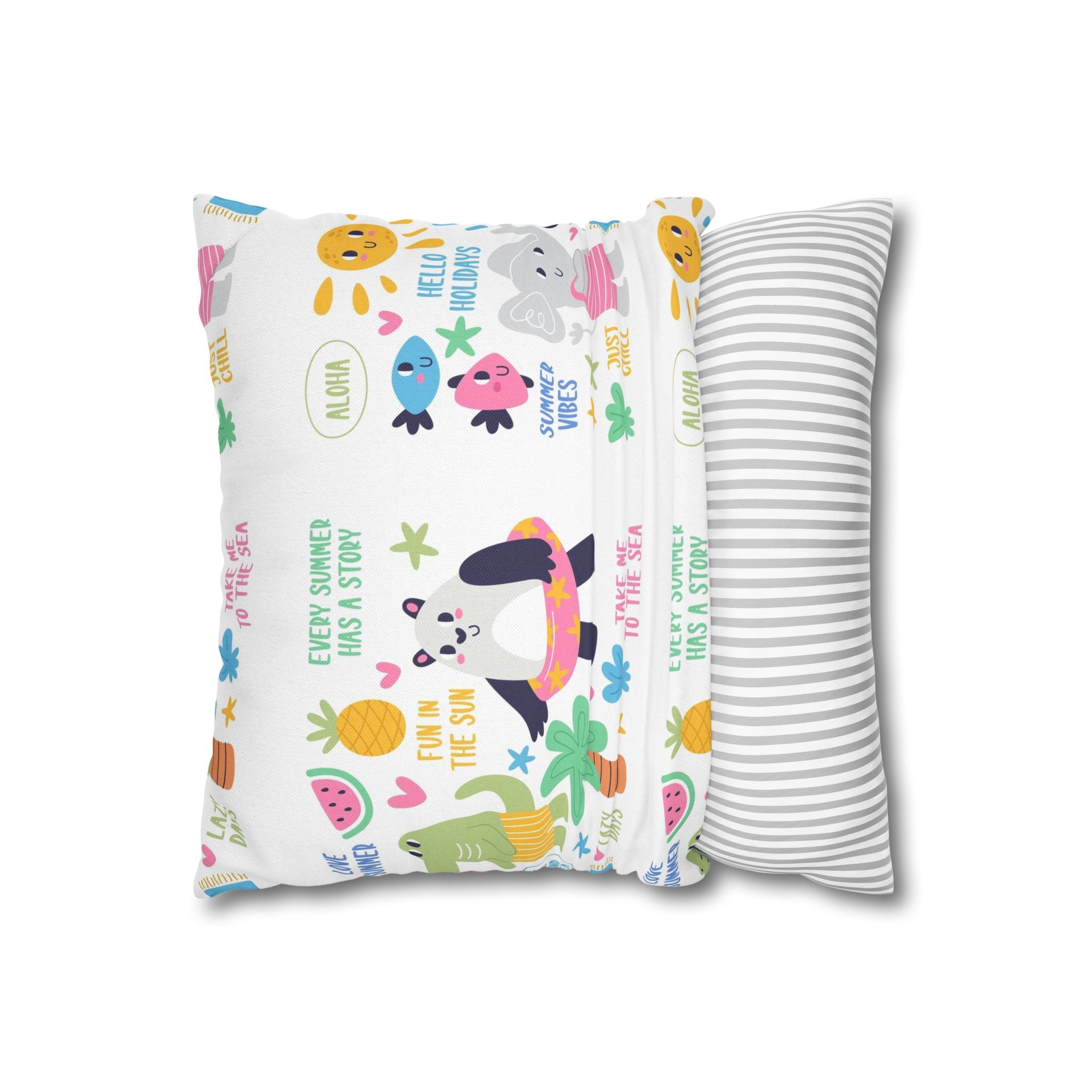 Cute Summer Animal Pattern Pillowcase — Personalized 'Rebecca' Tropical Throw Pillow Cover