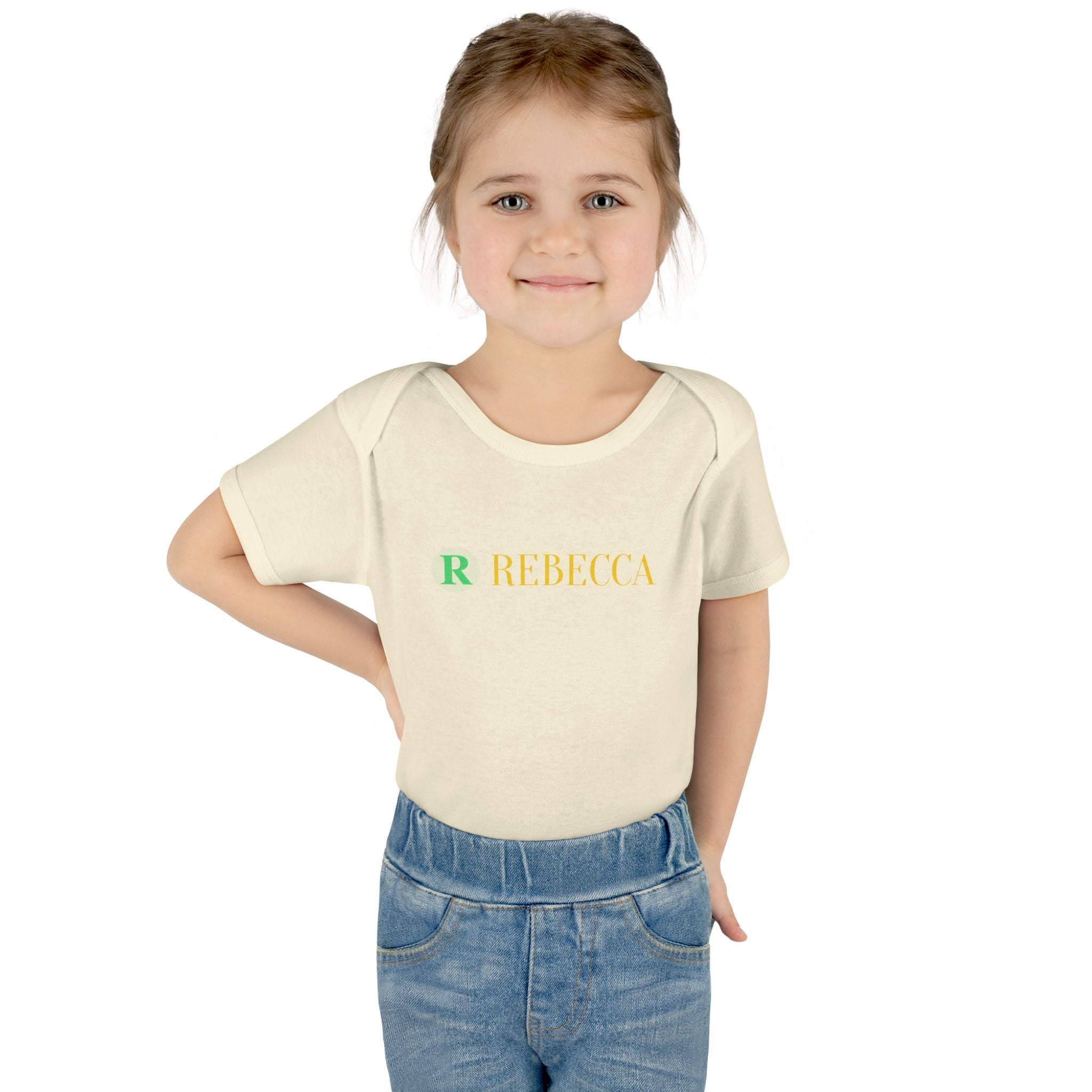 Personalized Infant Bodysuit - Monogram "R Rebecca" Baby Onesie, Newborn Gift