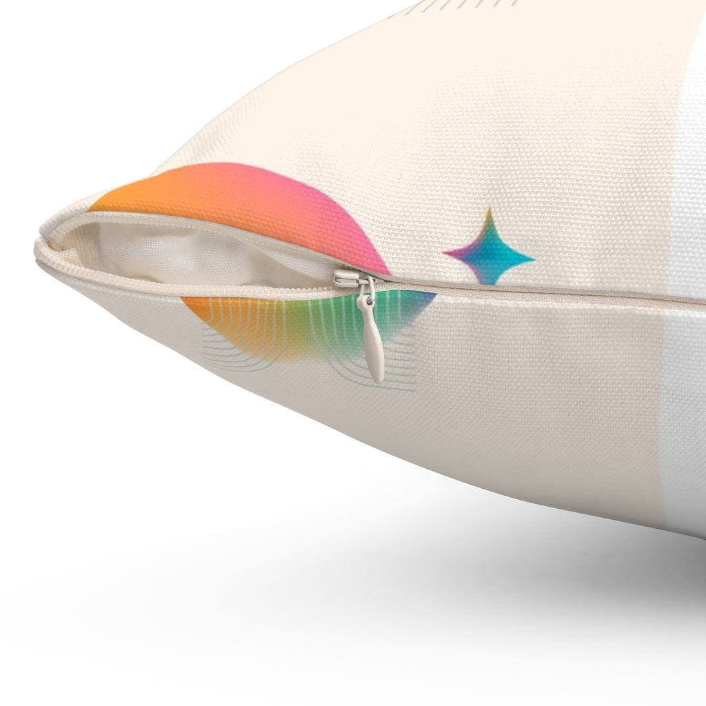 Abstract Rainbow Geometric Square Pillow — Modern Colorful Decorative Cushion