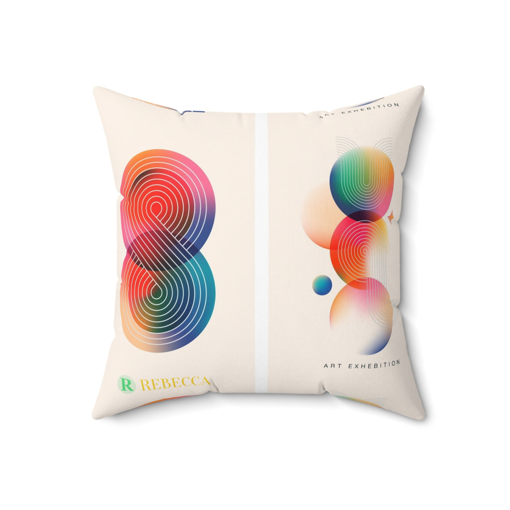 Abstract Rainbow Geometric Square Pillow — Modern Colorful Decorative Cushion