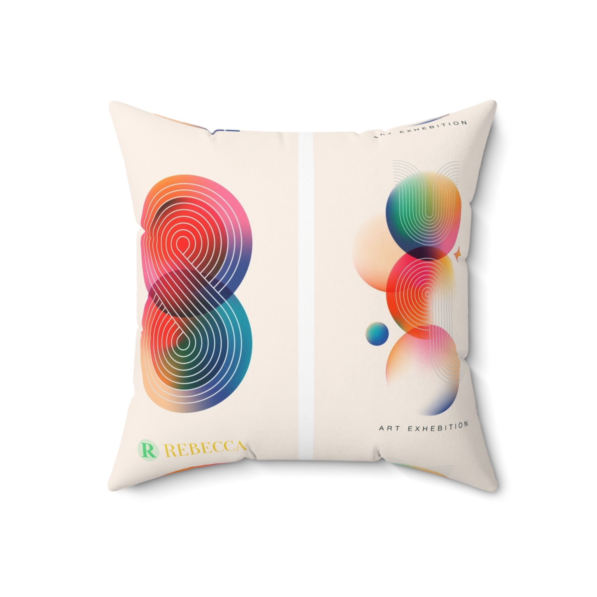 Abstract Rainbow Geometric Square Pillow — Modern Colorful Decorative Cushion