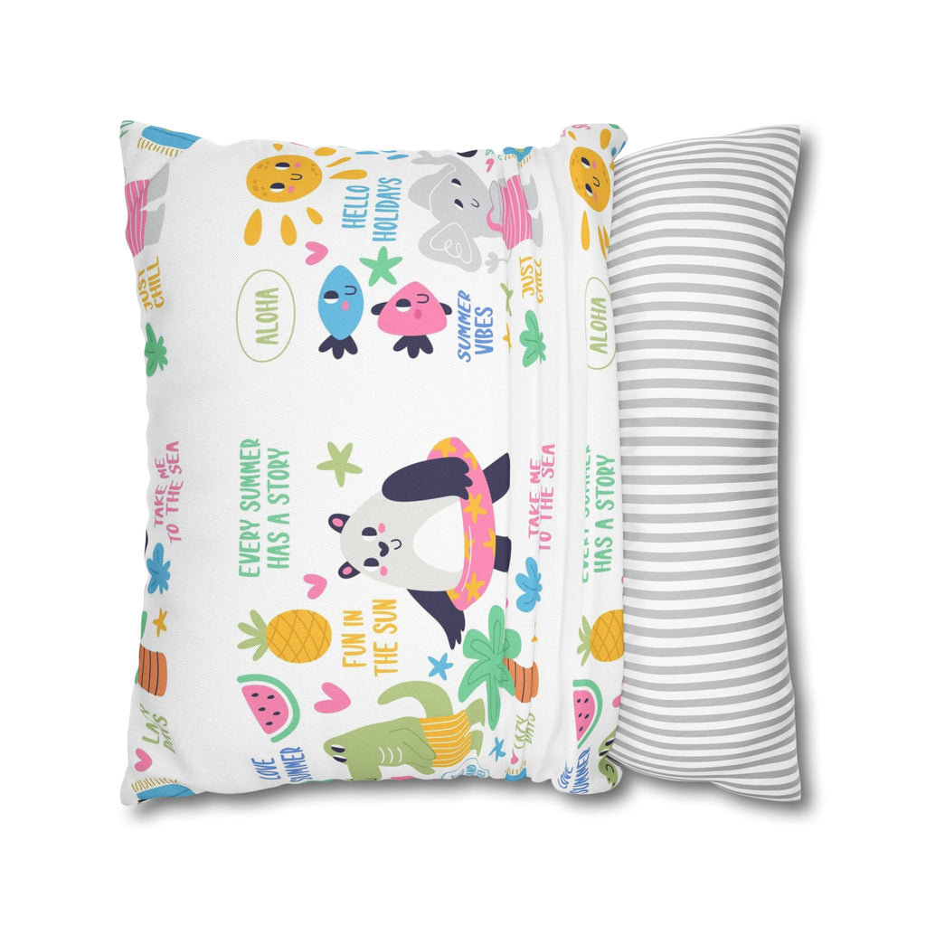 Cute Summer Animal Pattern Pillowcase — Personalized 'Rebecca' Tropical Throw Pillow Cover