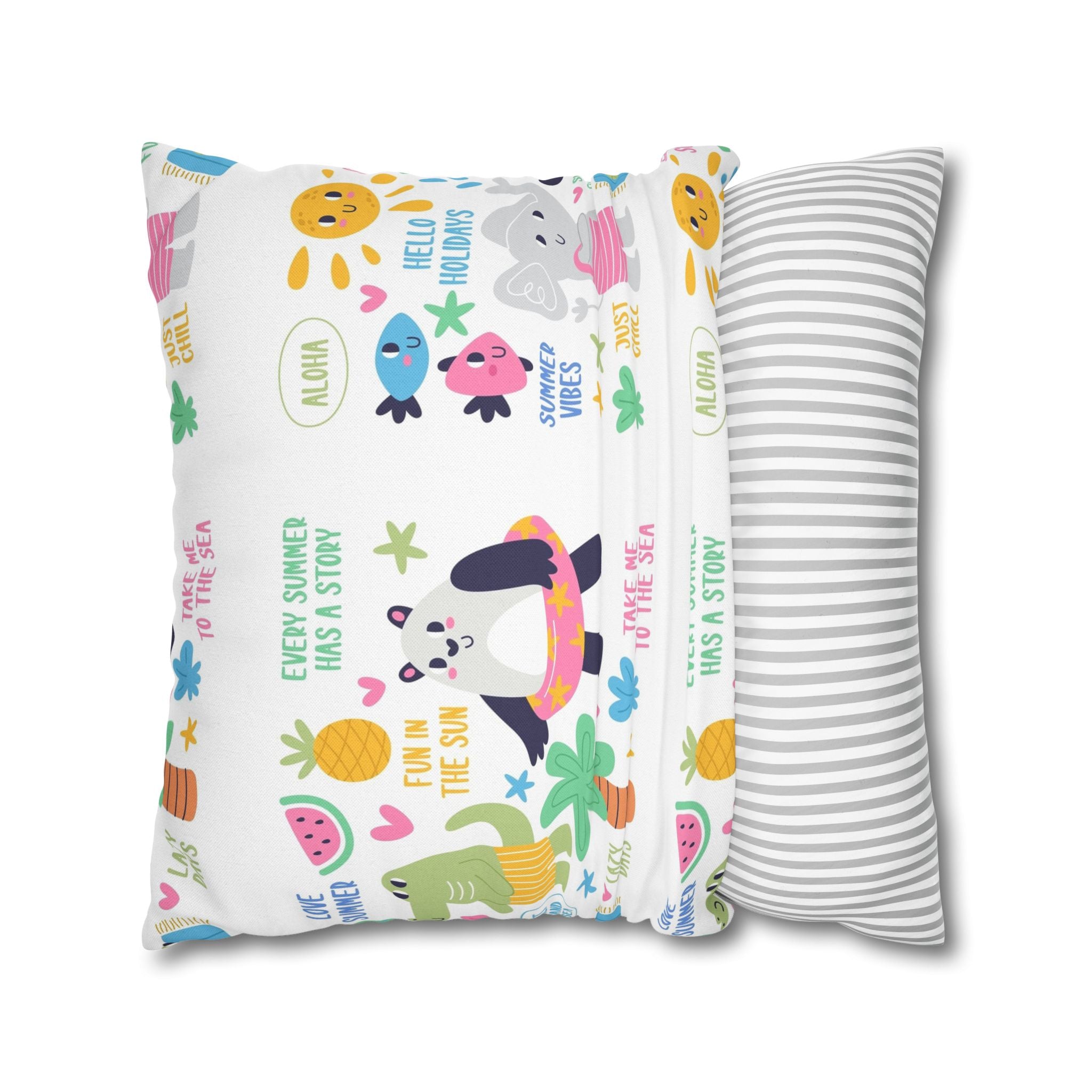 Cute Summer Animal Pattern Pillowcase — Personalized 'Rebecca' Tropical Throw Pillow Cover