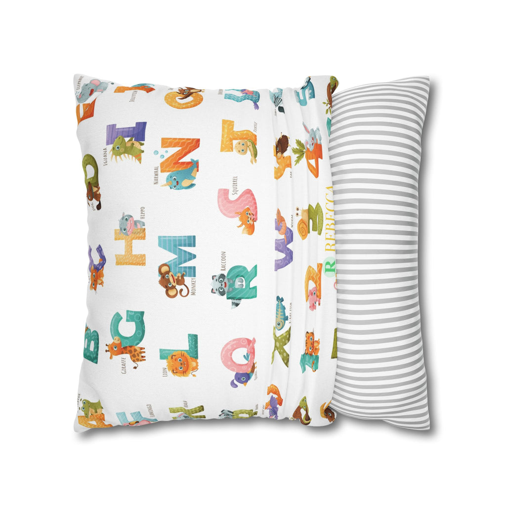 Alphabet Animal Kids Pillowcase – Colorful ABC & Numbers Nursery Cushion Cover