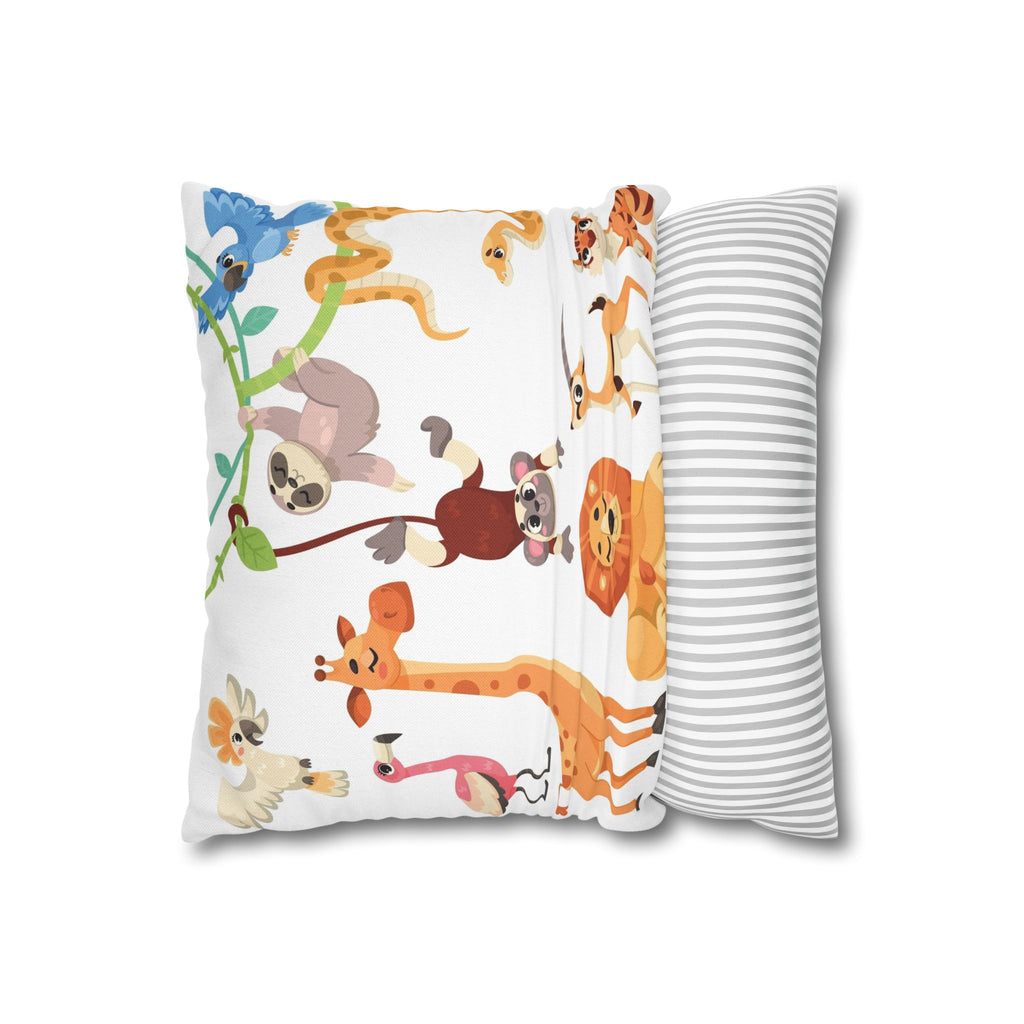 Cute Jungle Animals Throw Pillowcase — Personalized Kids Room Decor