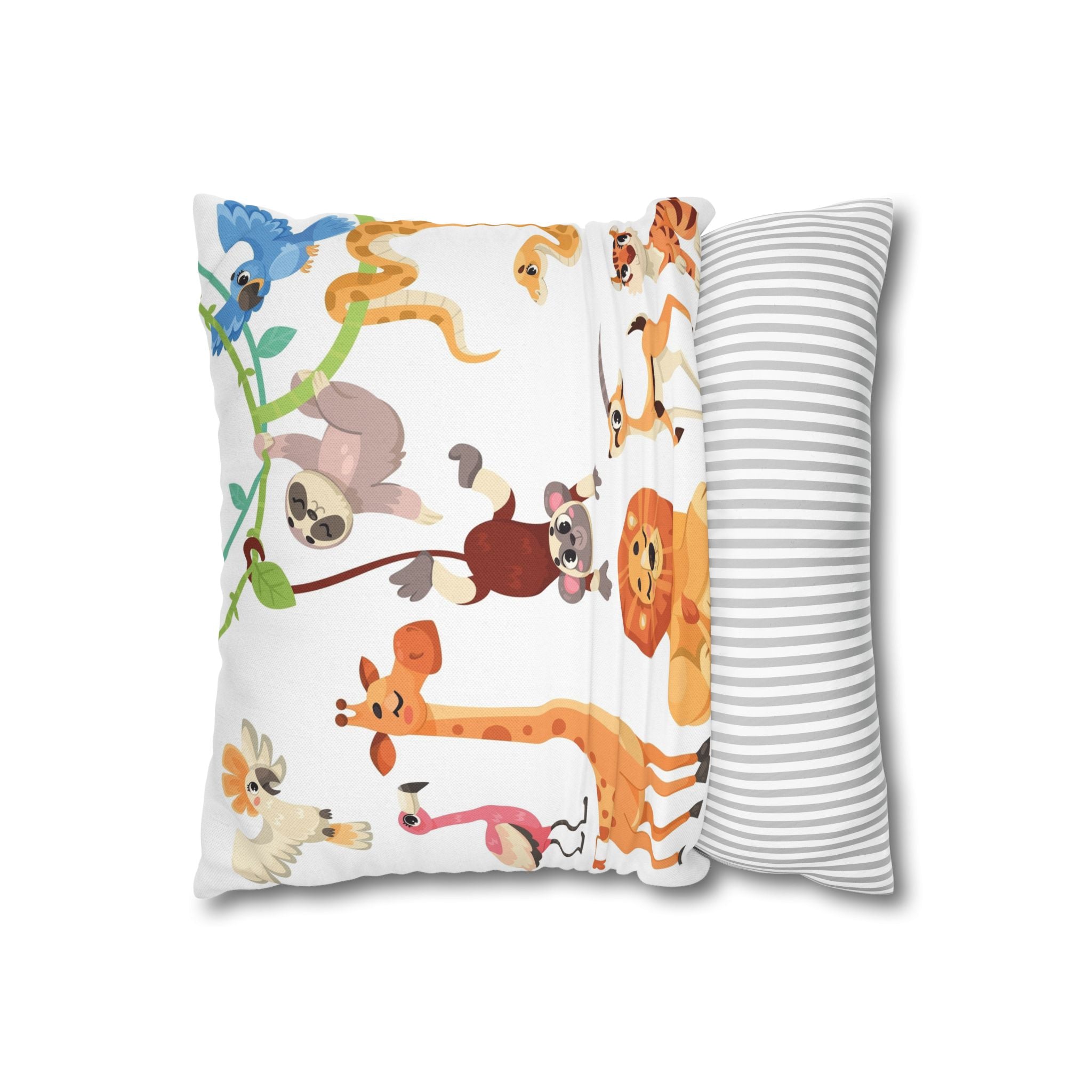 Cute Jungle Animals Throw Pillowcase — Personalized Kids Room Decor