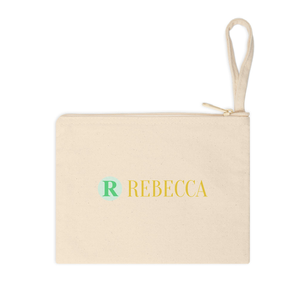 Personalized Rebecca Canvas Zipper Pouch – Monogram 'R' Cosmetic & Accessory Bag