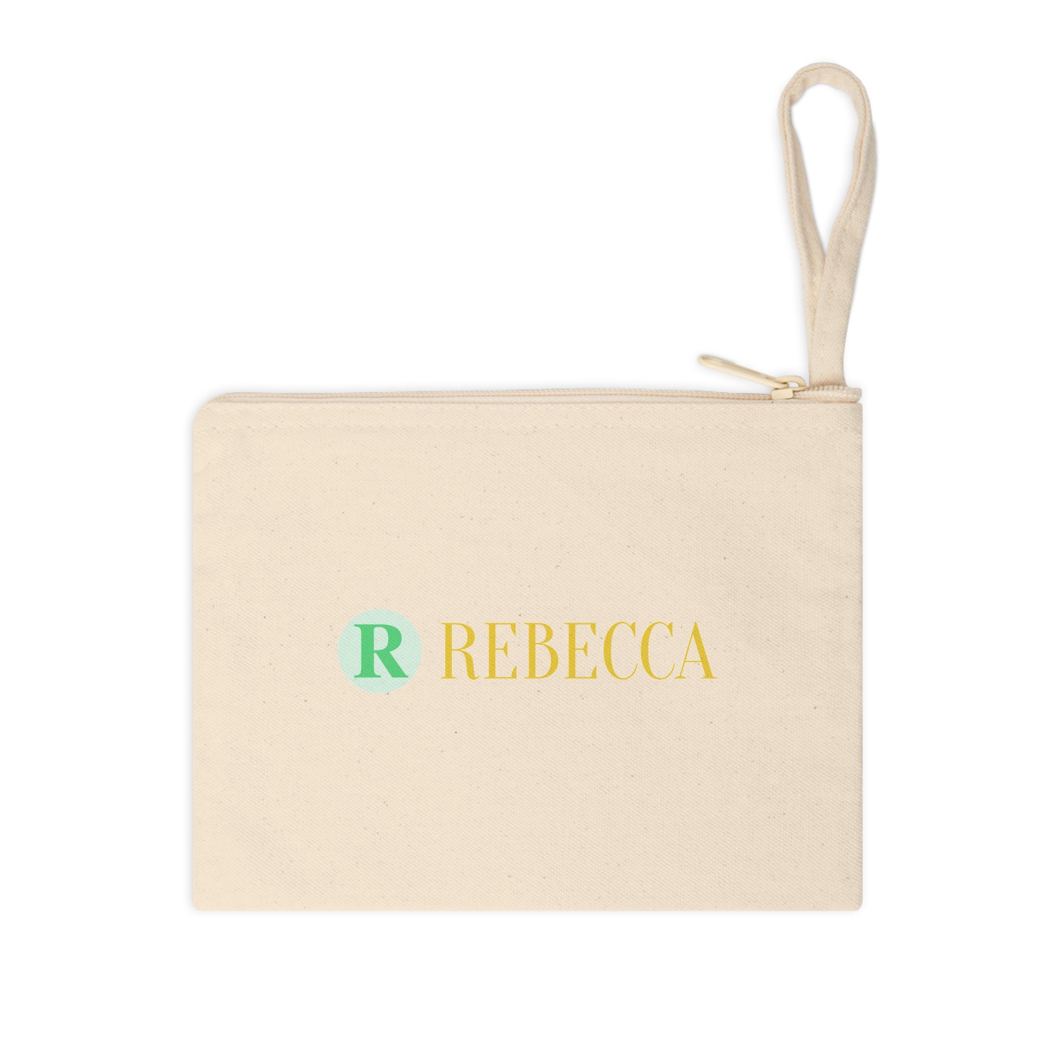 Personalized Rebecca Canvas Zipper Pouch – Monogram 'R' Cosmetic & Accessory Bag