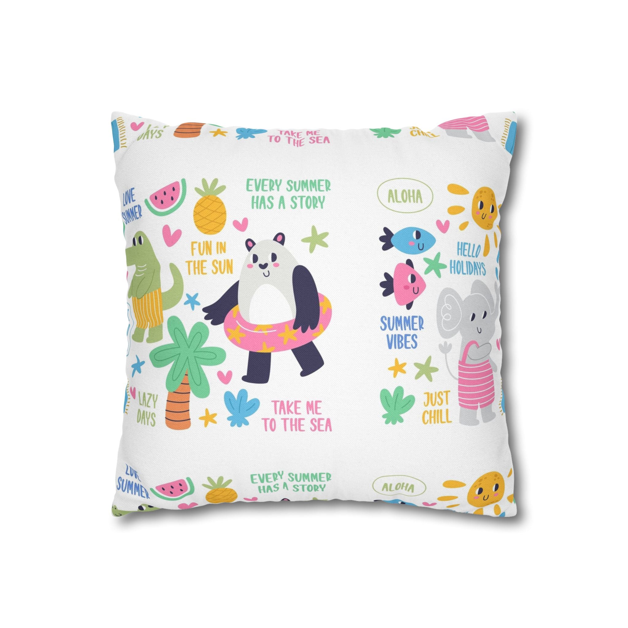 Cute Summer Animal Pattern Pillowcase — Personalized 'Rebecca' Tropical Throw Pillow Cover