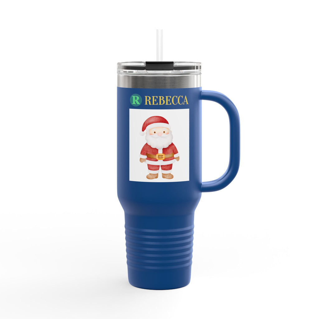 40oz Insulated Travel Mug — Cute Santa Christmas Design