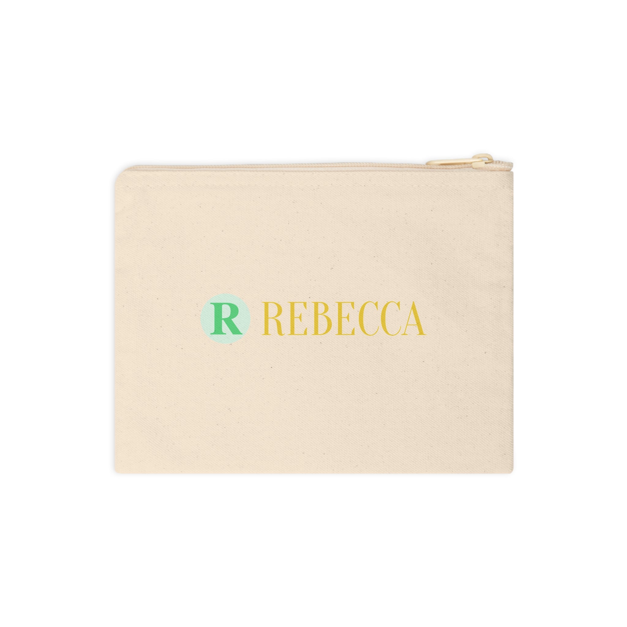 Personalized Rebecca Canvas Zipper Pouch – Monogram 'R' Cosmetic & Accessory Bag