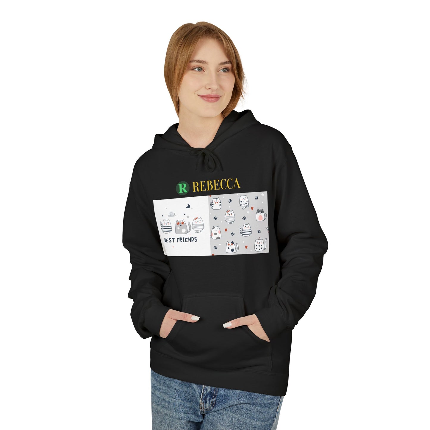 Best Friends Kawaii Cat Hoodie — Cute Cartoon Cat & Cupcake Graphic
