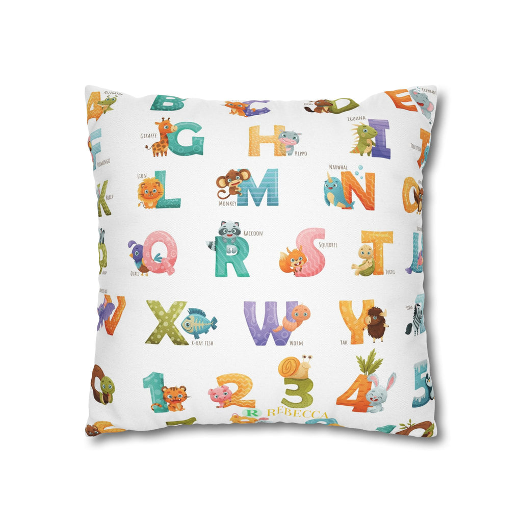 Alphabet Animal Kids Pillowcase – Colorful ABC & Numbers Nursery Cushion Cover