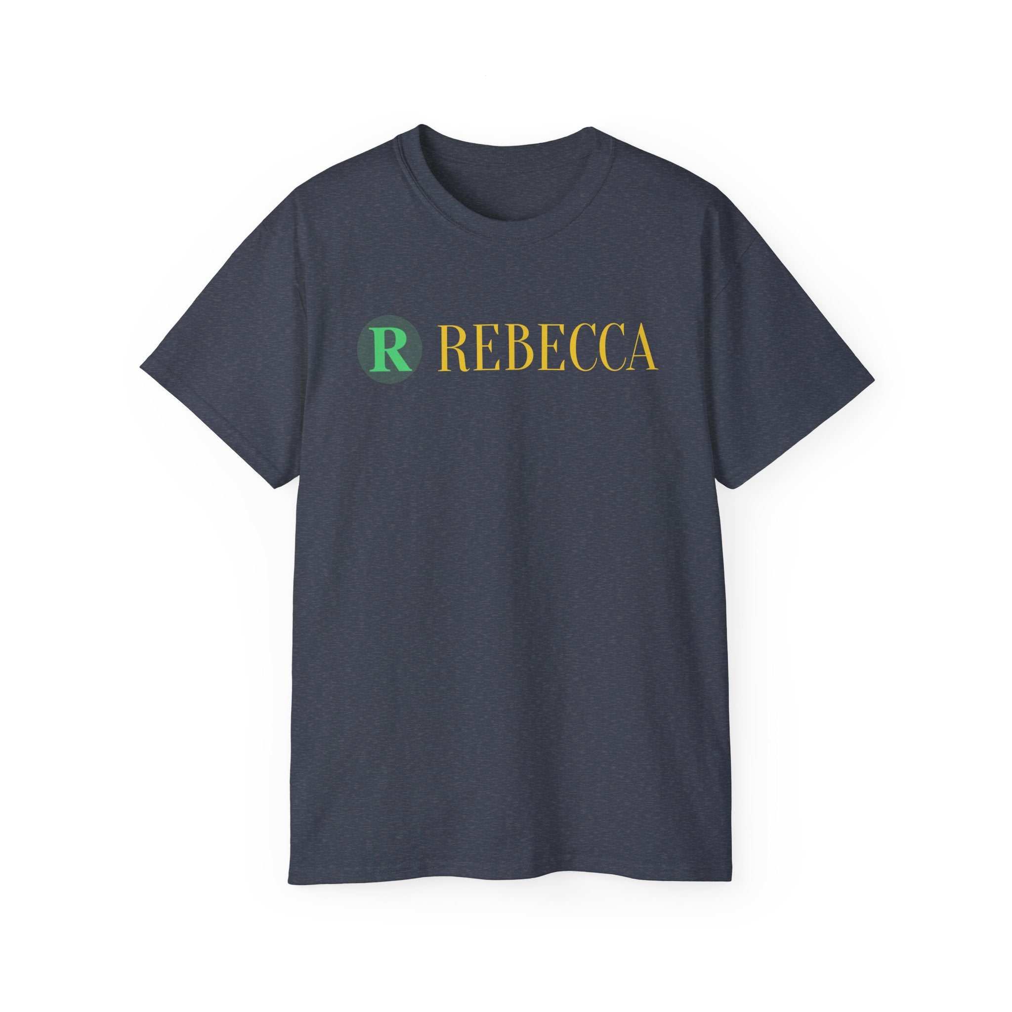 Personalized 'Rebecca' Name Tee — Simple Green & Gold Monogram T-Shirt