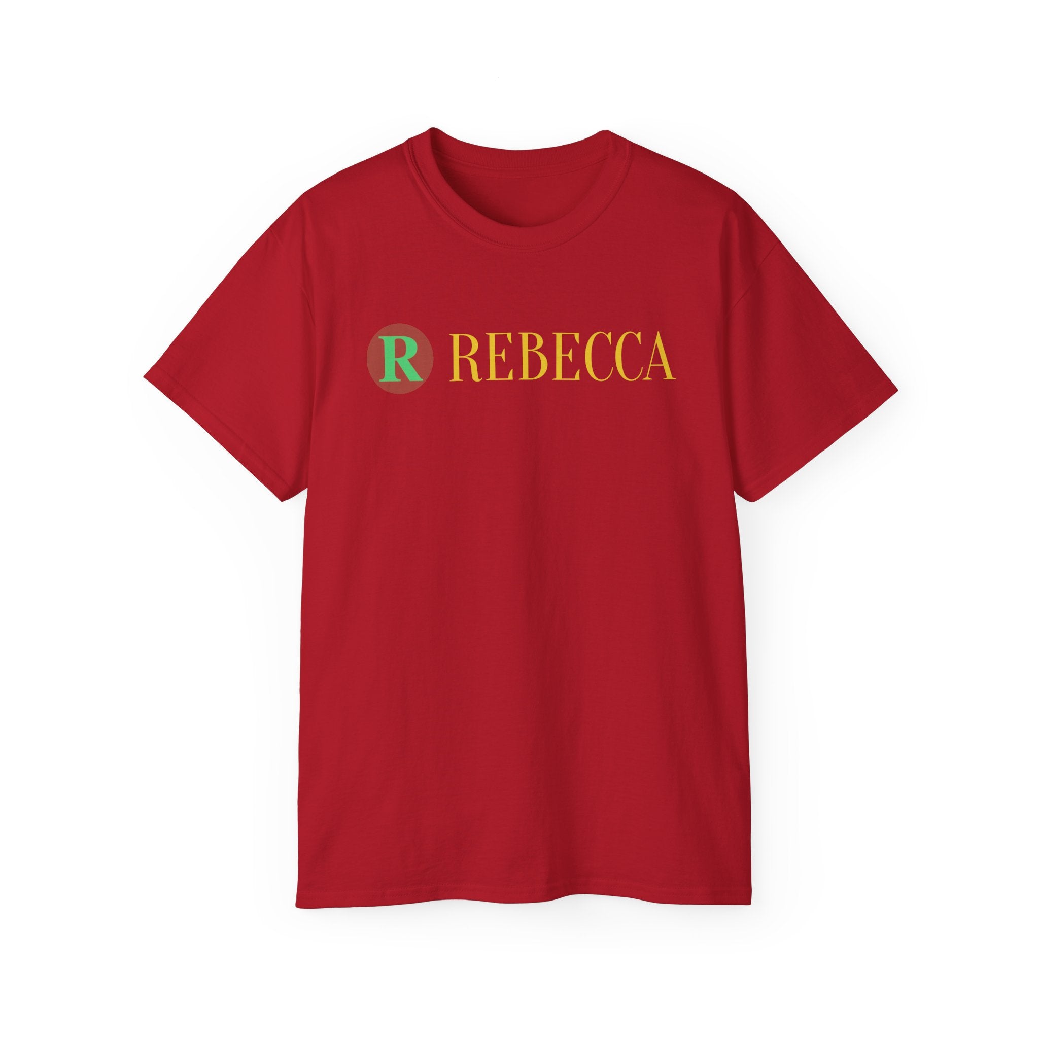 Personalized 'Rebecca' Name Tee — Simple Green & Gold Monogram T-Shirt