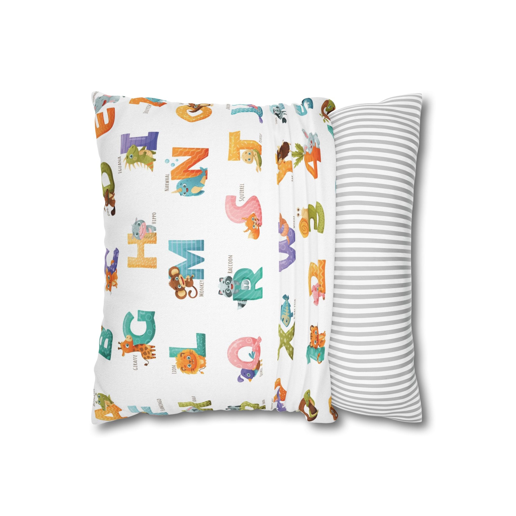 Alphabet Animal Kids Pillowcase – Colorful ABC & Numbers Nursery Cushion Cover