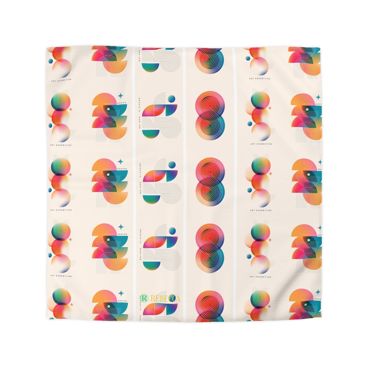 Abstract Colorful Shapes Duvet Cover — Modern Geometric Bedding
