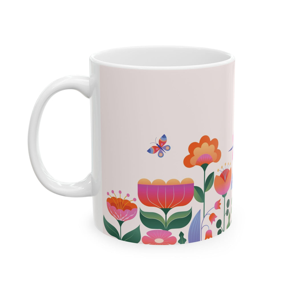 Personalized Floral Ceramic Mug – Custom Name Coffee Cup (11oz & 15oz)