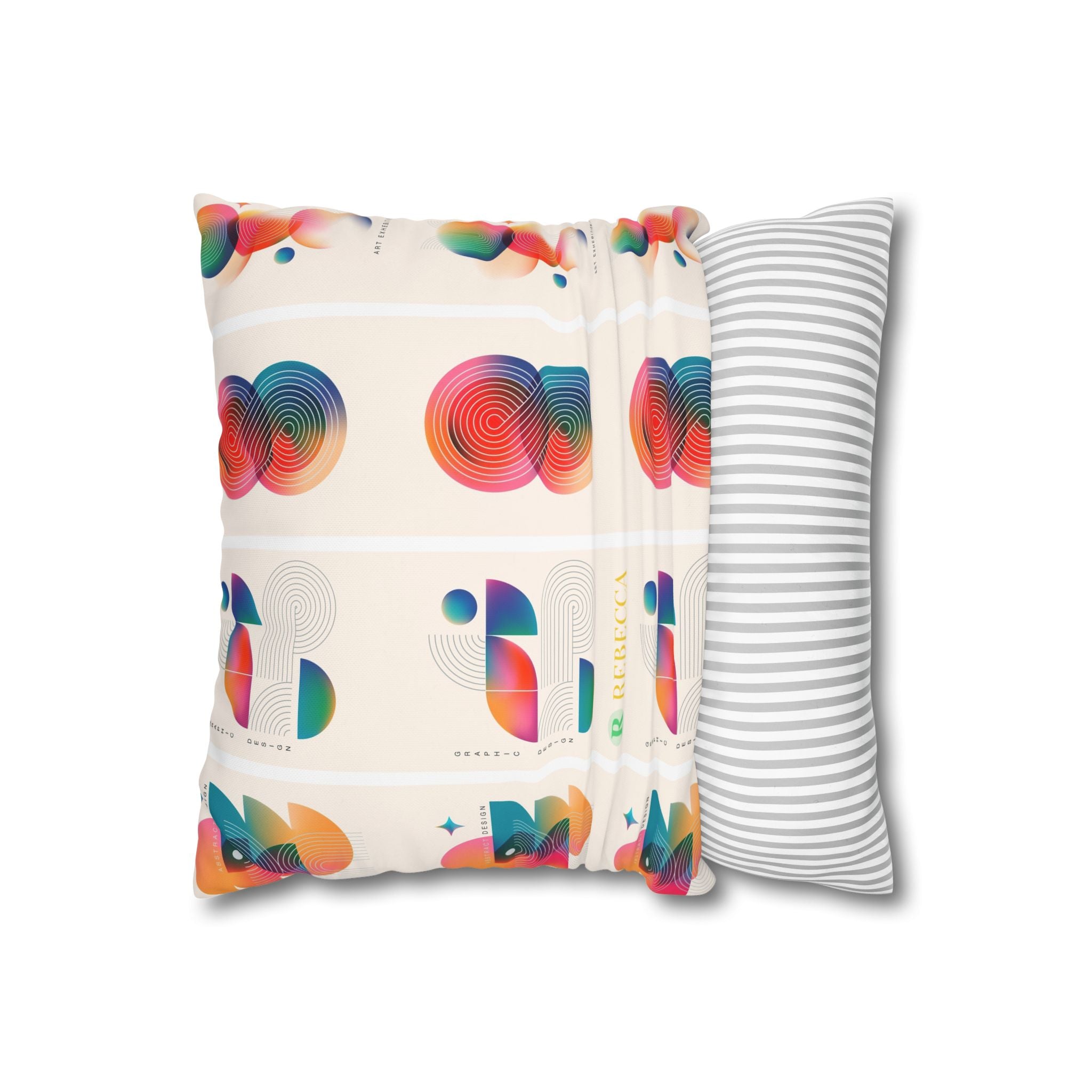 Personalized Geometric Art Square Pillowcase — Custom Name Modern Decorative Throw Pillow Cover